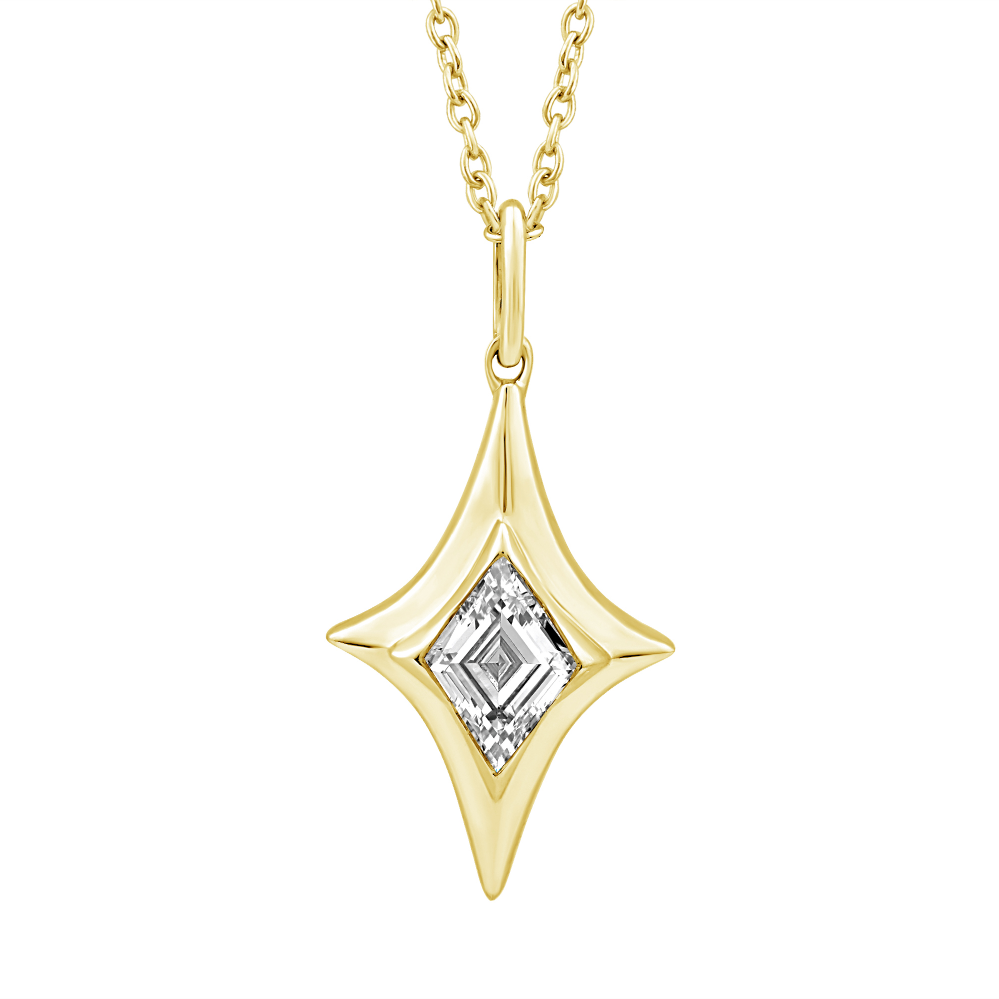 REEDS Asterly By  Econic 1/3ctw Lozenge Step-Cut Lab Grown Diamond Gold Vermeil Pendant Necklace