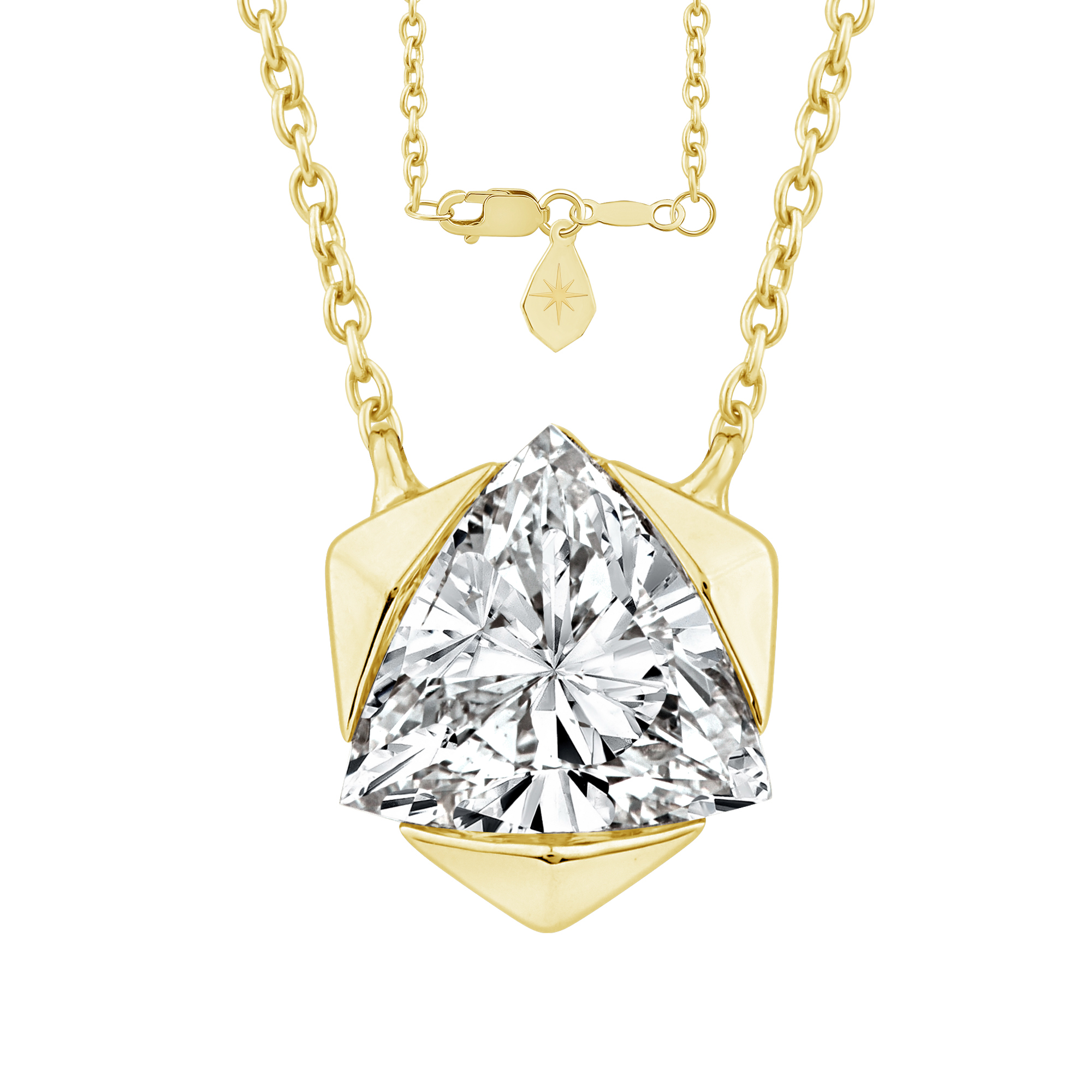 REEDS Asterly By  Econic 3/8ctw Trillion Shape  Lab Grown Diamond Gold Vermeil Pendant Necklace