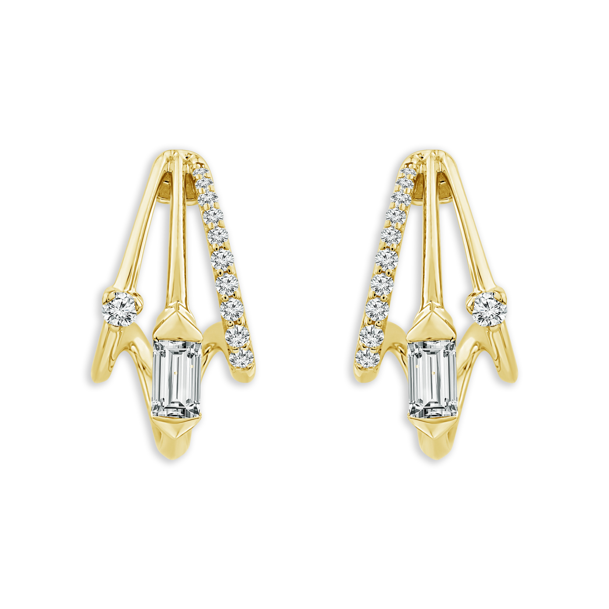REEDS Asterly By  Econic 1/2ctw Baguette Shape Step-Cut Lab Grown Diamond Gold Vermeil Hoop Earrings