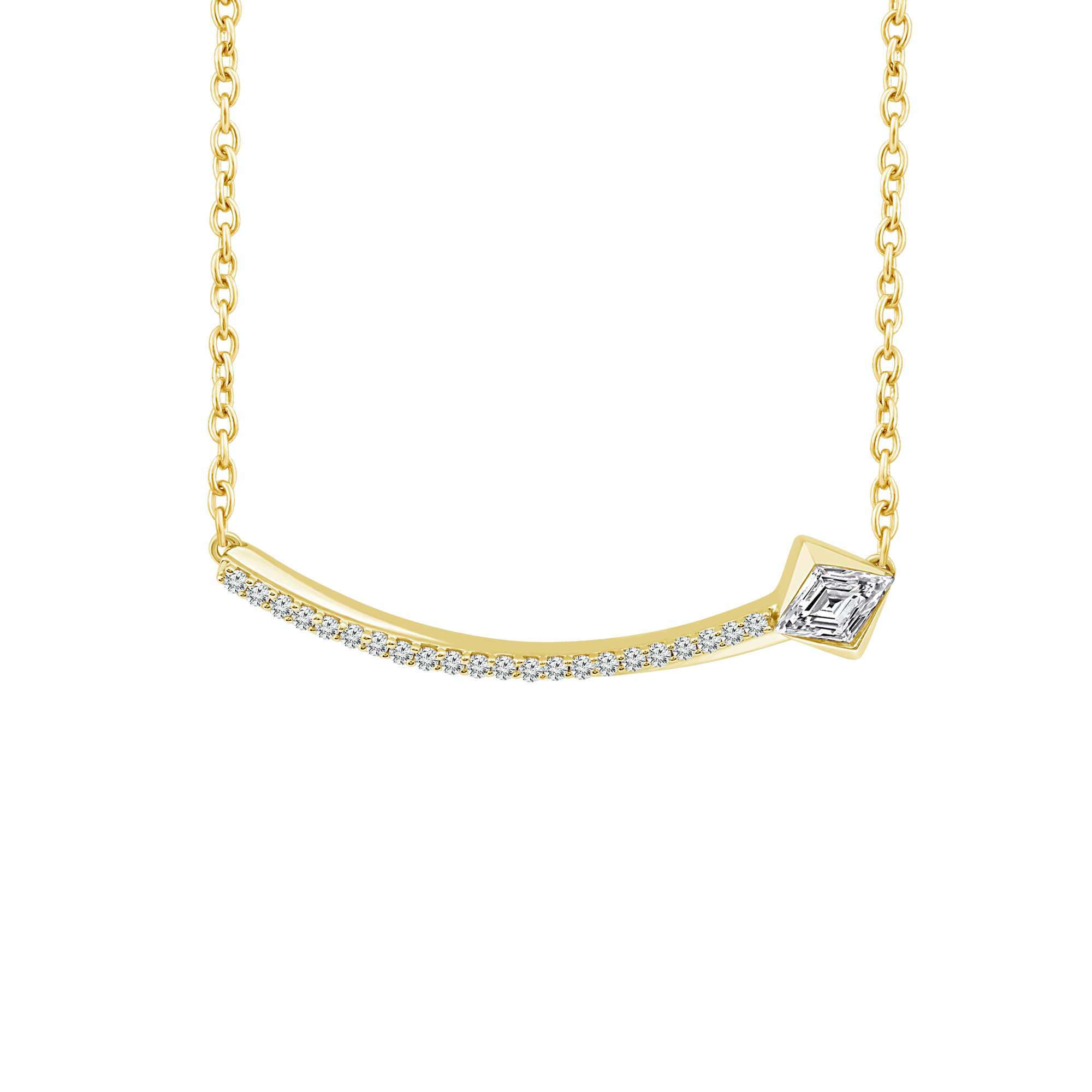 REEDS Asterly By  Econic 3/8ctw Lozenge Shape Step-Cut Lab Grown Diamond Gold Vermeil Bar Necklace