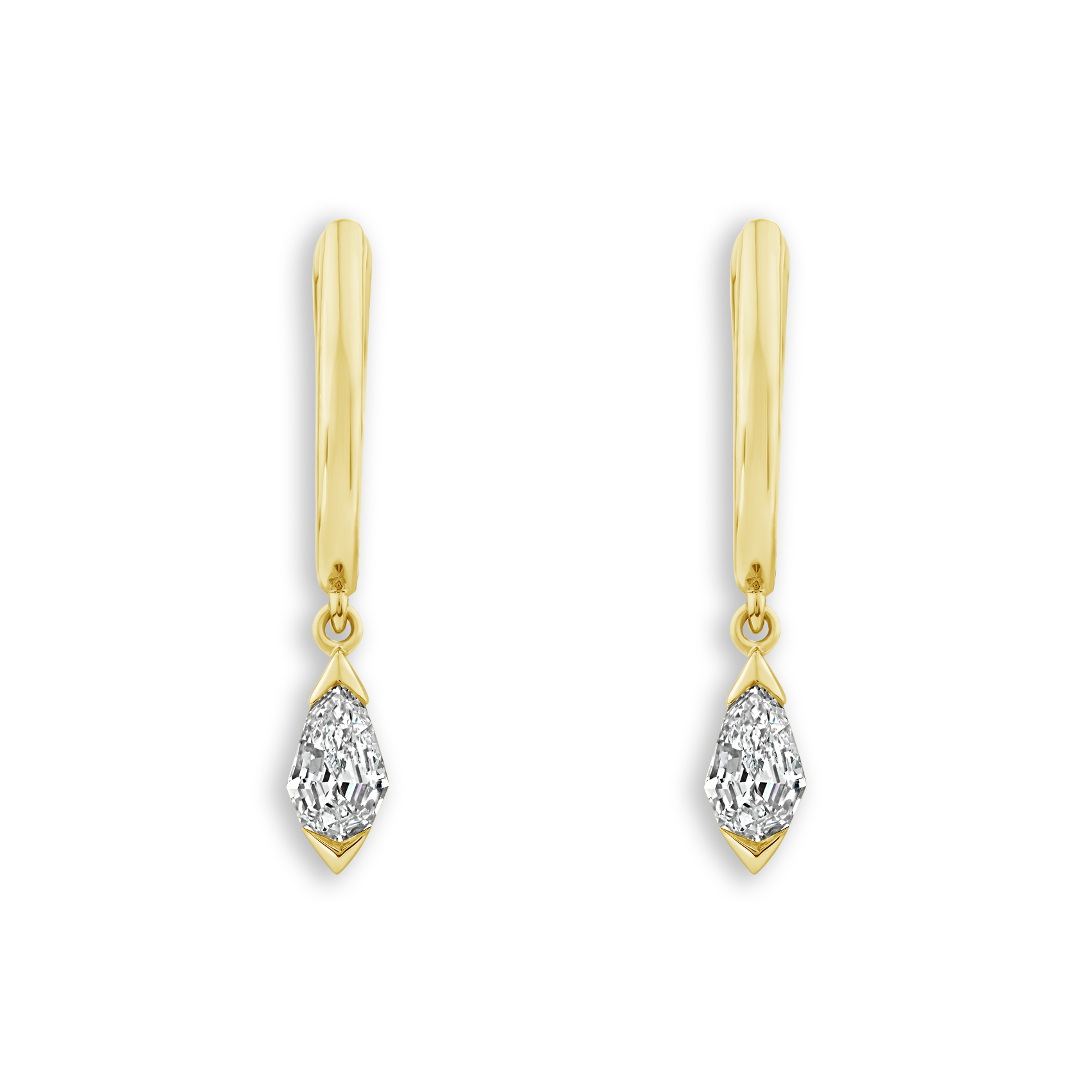 REEDS Asterly By  Econic 1/2ctw Pear Shape Step-Cut Lab Grown Diamond Drop And Dangle Gold Vermeil Earrings