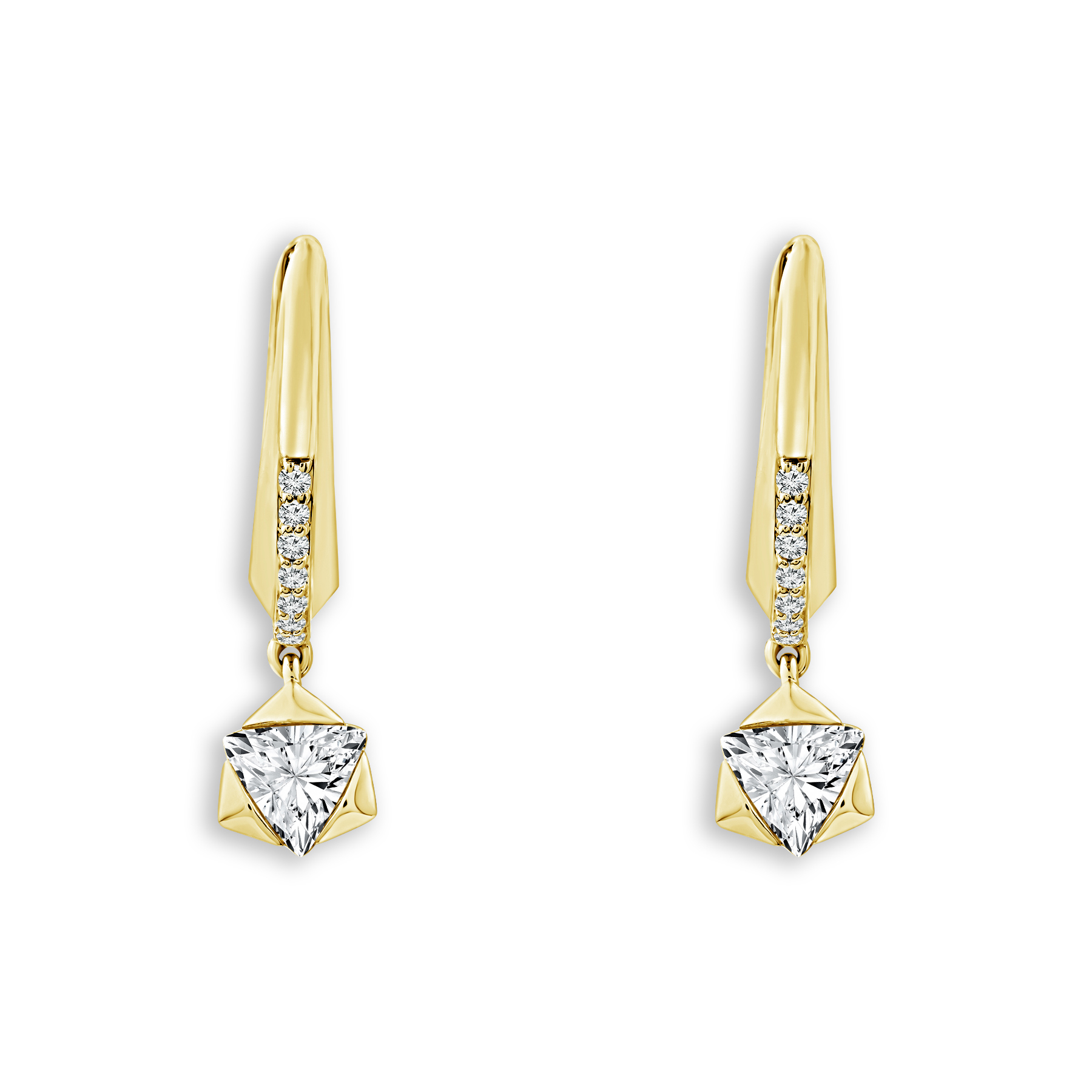 REEDS Asterly By  Econic 1/2ctw Trillion Shape Lab Grown Diamond Drop And Dangle Gold Vermeil Earrings