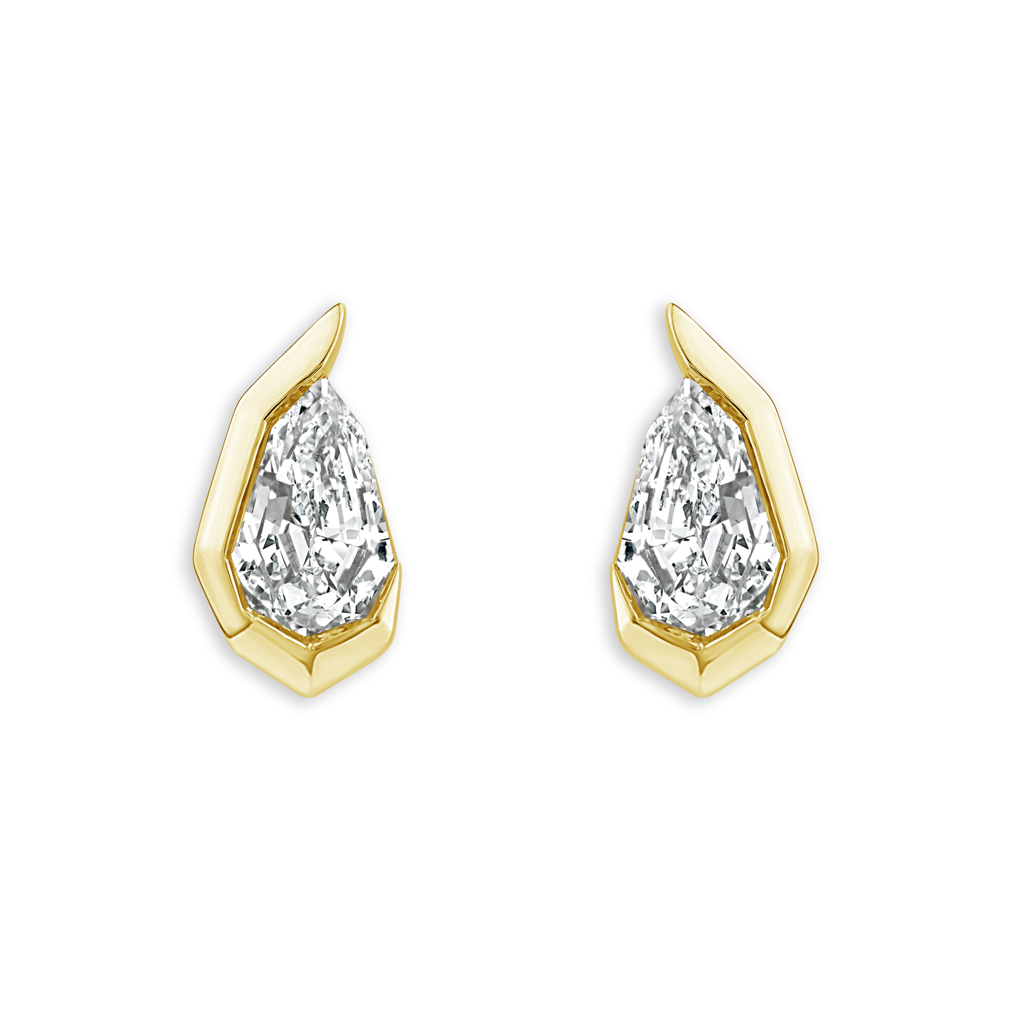REEDS Asterly By  Econic 5/8ctw Pear Shape Step-Cut Lab Grown Diamond Gold Vermeil Earrings