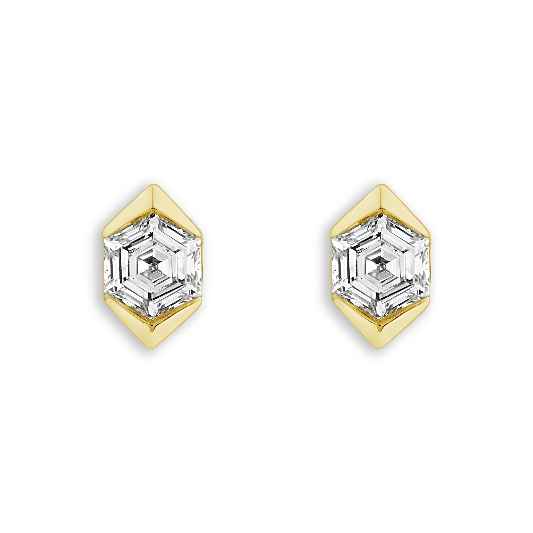 REEDS Asterly By  Econic 1/2ctw Hexagon Shape Step-Cut Lab Grown Diamond Gold Vermeil Earrings