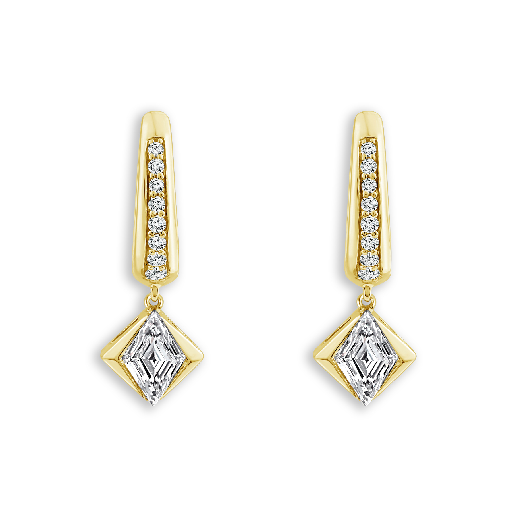 REEDS Asterly By  Econic 5/8ctw Lozenge Shape Step-Cut Lab Grown Diamond Drop And Dangle Gold Vermeil Earrings