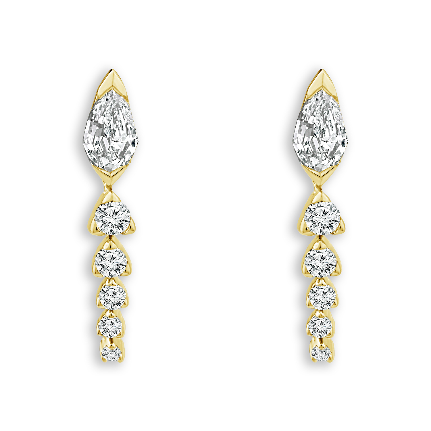 REEDS Asterly By  Econic 5/8ctw Pear Shape Step-Cut Lab Grown Diamond Drop And Dangle Gold Vermeil Earrings