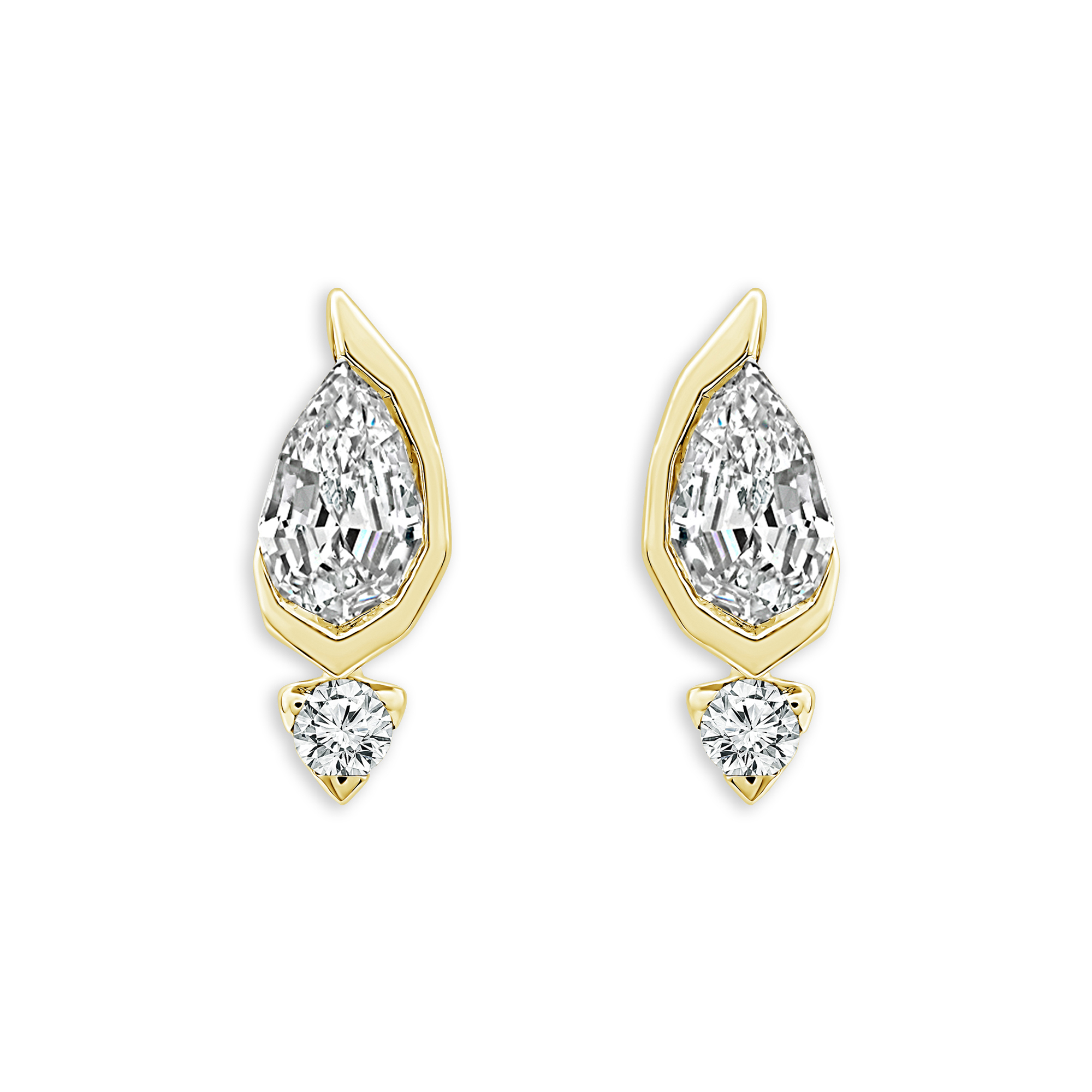 REEDS Asterly By  Econic 5/8ctw Pear Shape Step-Cut Lab Grown Diamond Gold Vermeil Earrings