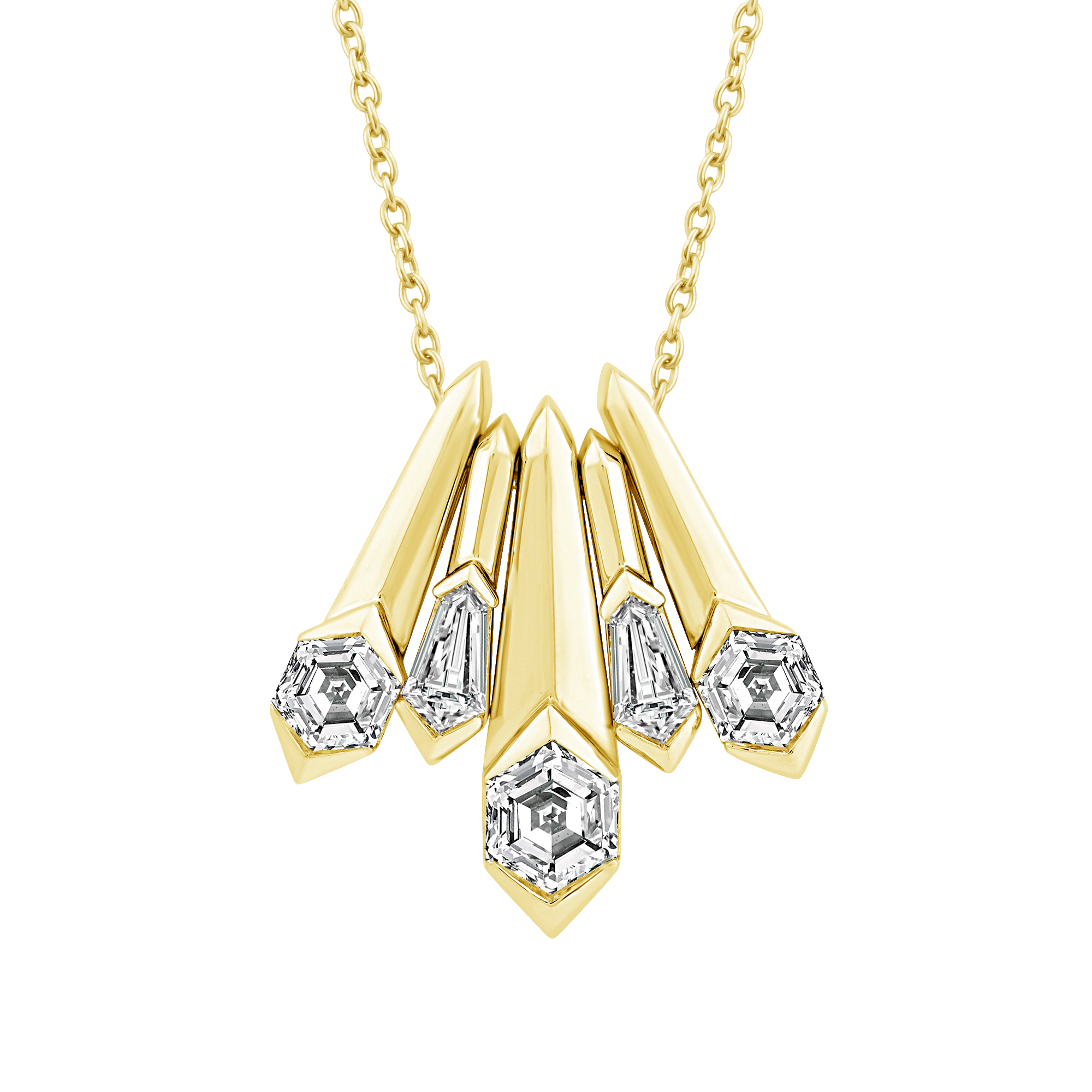 REEDS Asterly By  Econic 3/4ctw Hexagon Step-Cut Lab Grown Diamond Gold Vermeil Pendant Necklace