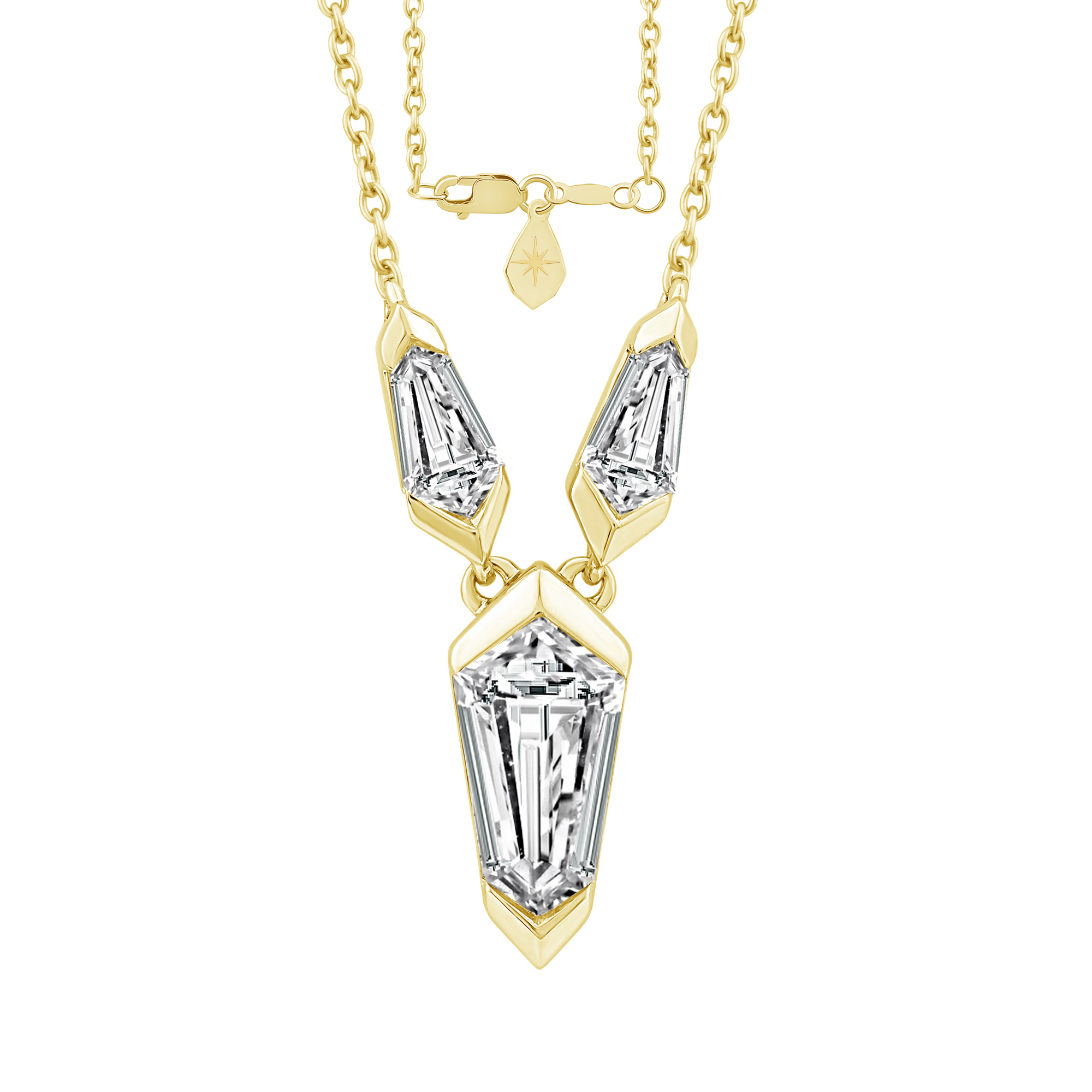 REEDS Asterly By  Econic 1ctw Tie Shape Step-Cut Lab Grown Diamond Gold Vermeil Pendant Necklace