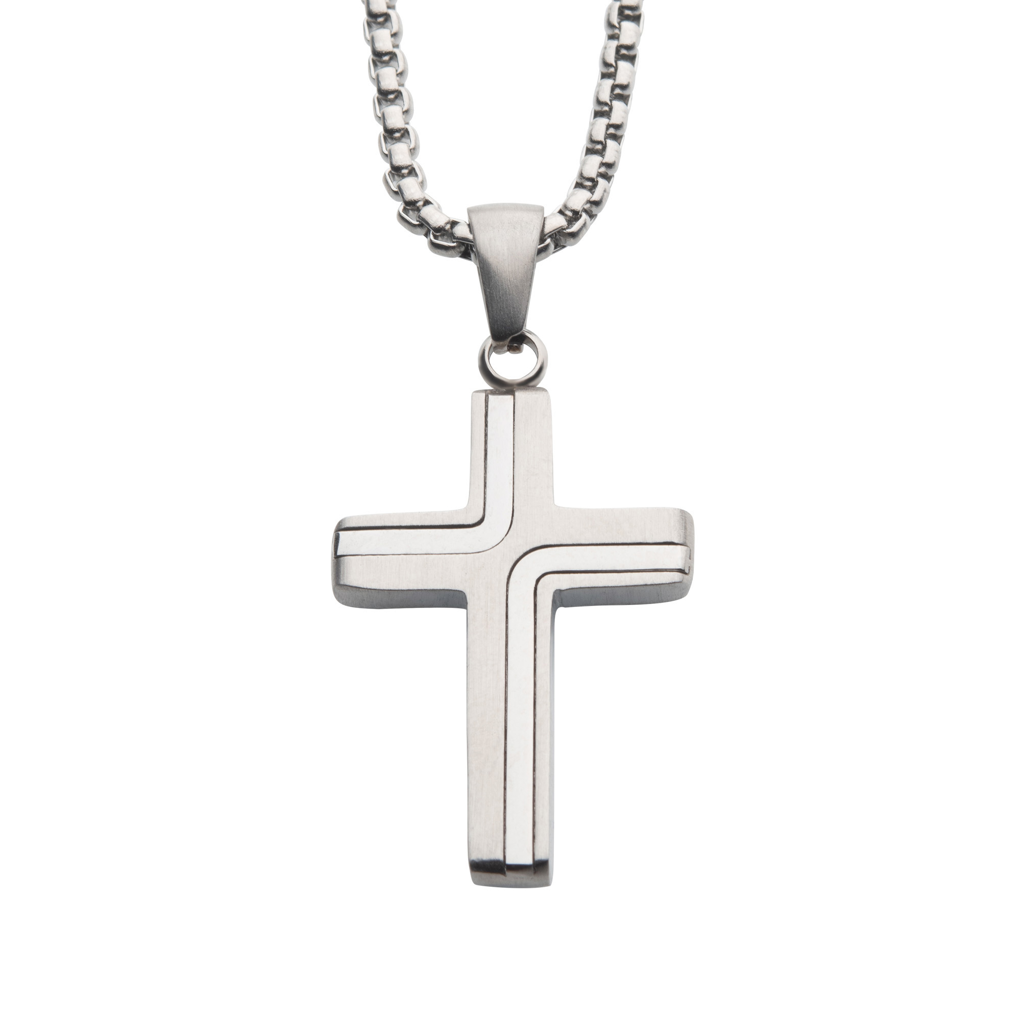 Inox  Stainless Steel Modern Cross Pendant Necklace