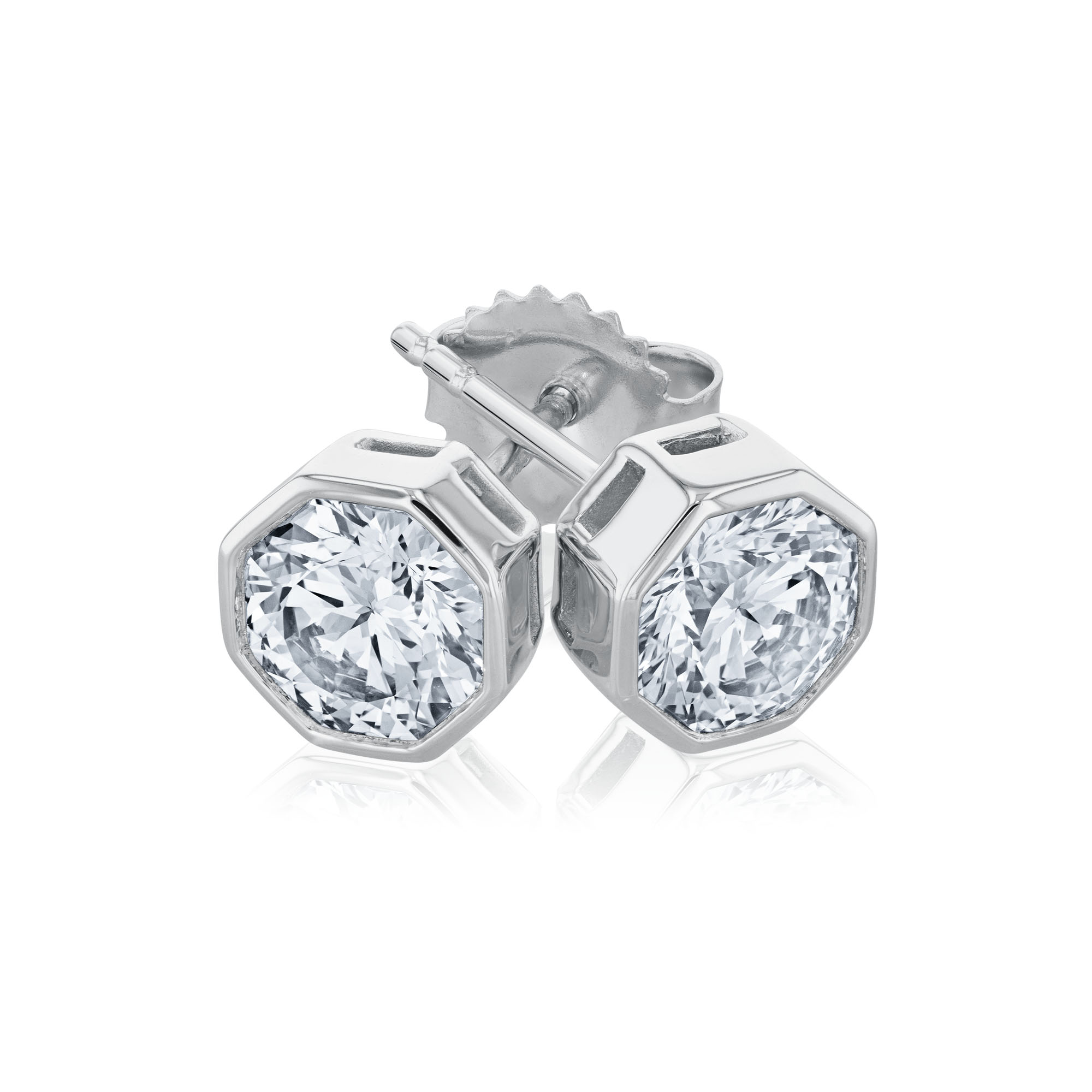 REEDS 2 1/3ctw Econic Star Octagon Lab Grown Diamond 14K White Gold Stud Earrings