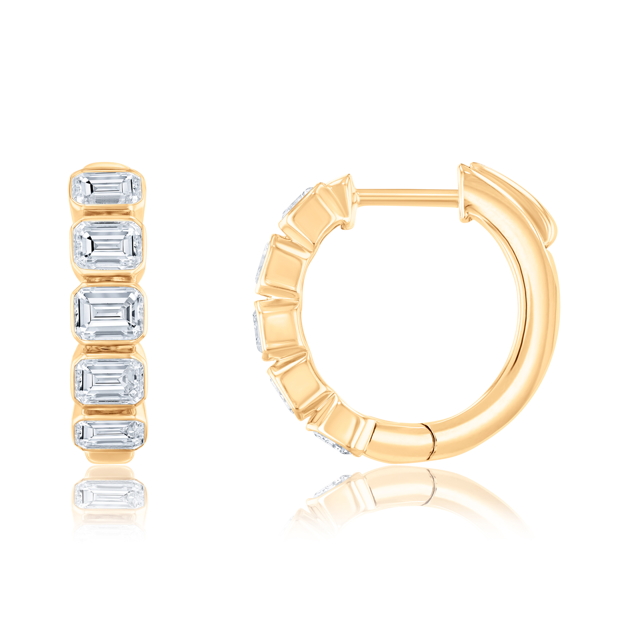 REEDS 2ctw Emerald Lab Grown Diamond 10K Yellow Gold Hoop Earrings