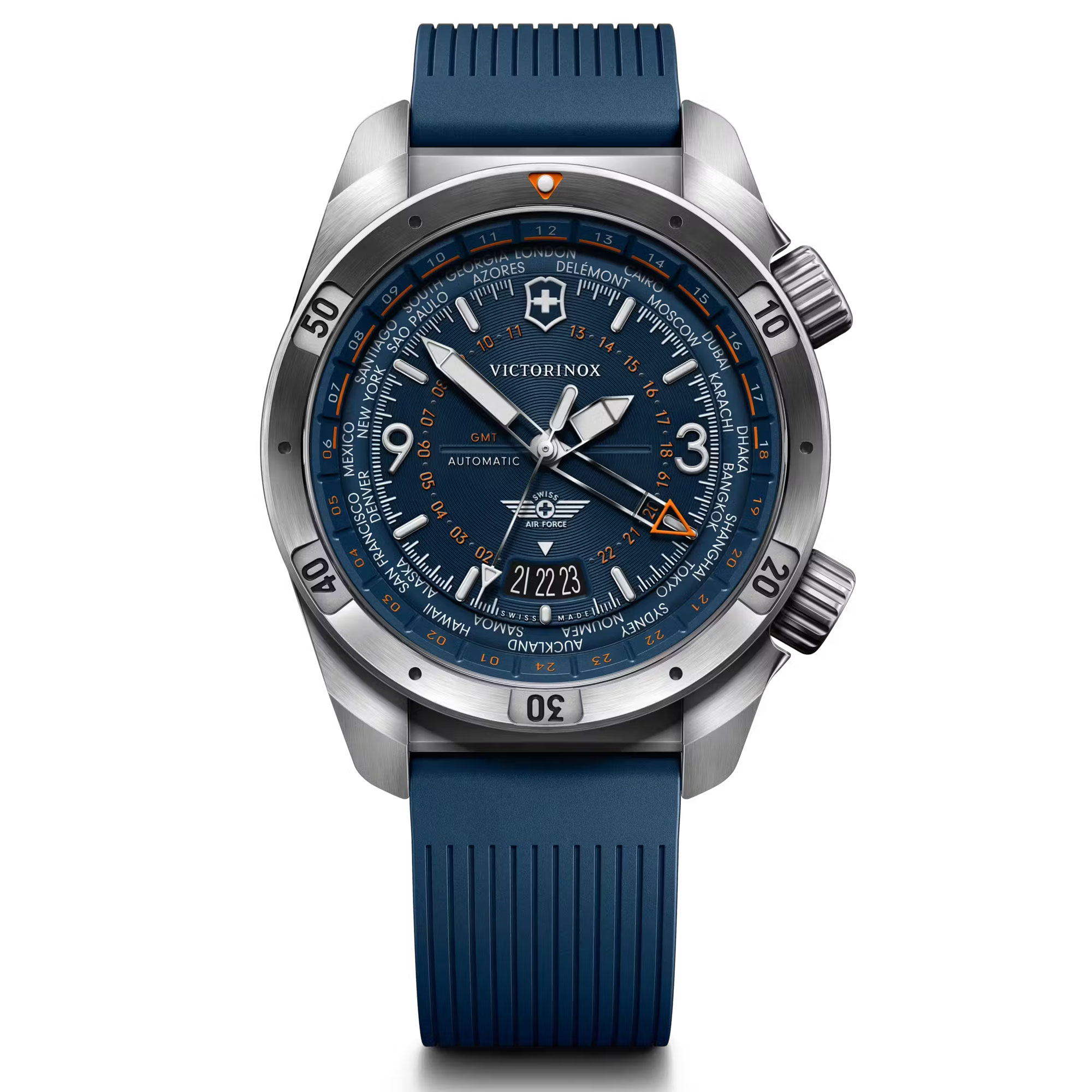 Victorinox  Air Pro Automatic Blue Dial Blue Rubber Strap Watch 43mm  242003