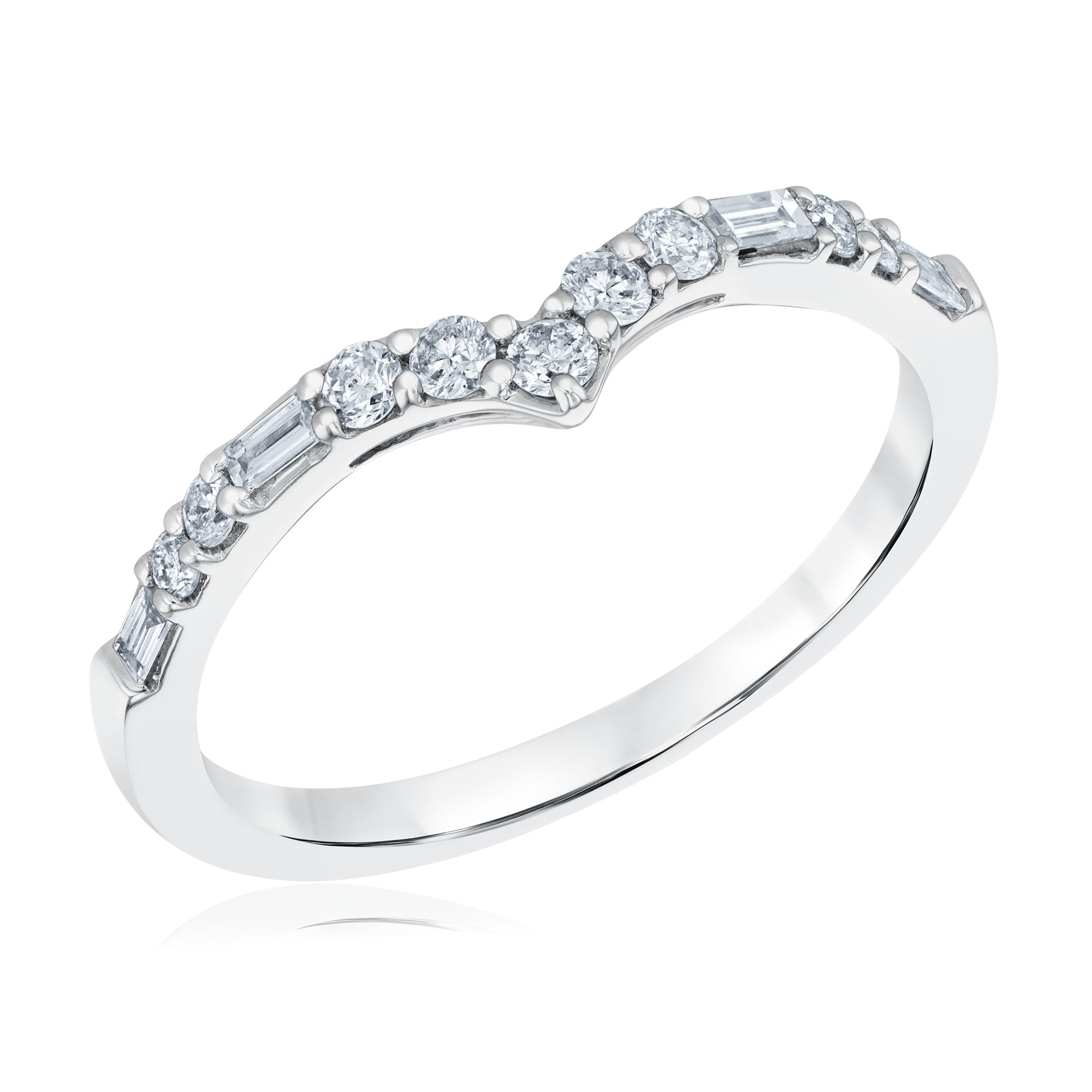 Ellaura Womens 13ctw Round and Baguette Diamond 14k White Gold Wedding Band - Embrace Collection Ring Size 9 1500$
