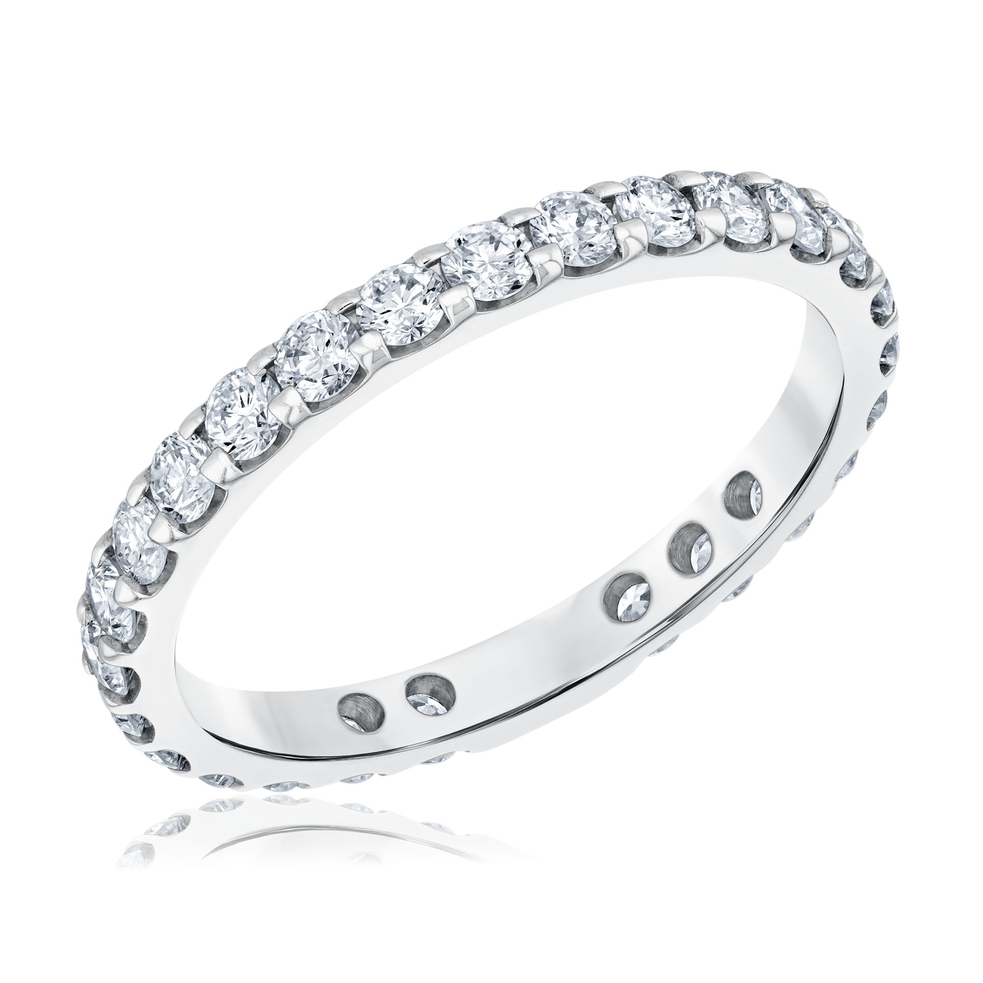 REEDS Women's 1Ctw Round Diamond 14K White Gold Eternity Wedding Band - Size 6.5