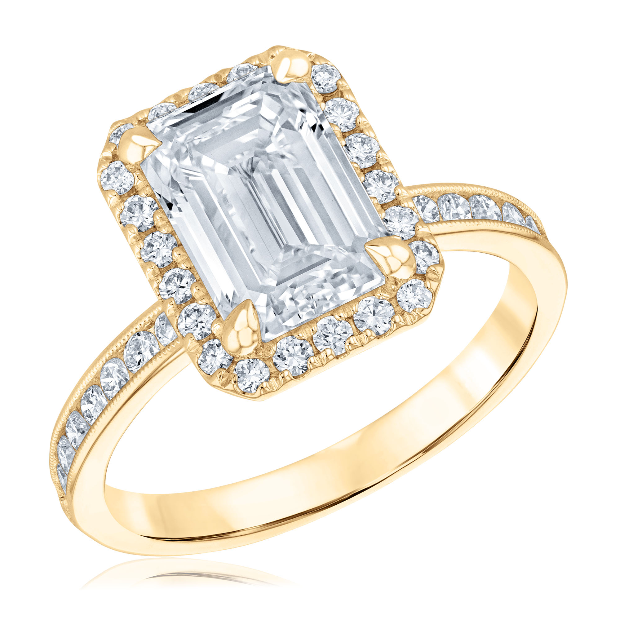 Mills Collection Womens 3 12ctw Emerald Lab Grown Diamond 14k Yellow Gold Halo Engagement Ring Ring Size 8 2000$