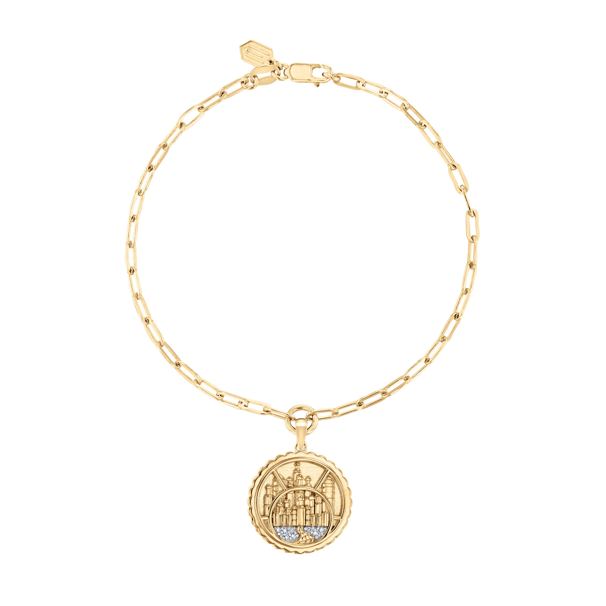 REEDS Wicked Diamond Accent Gold Vermeil Emerald City Medallion Bracelet
