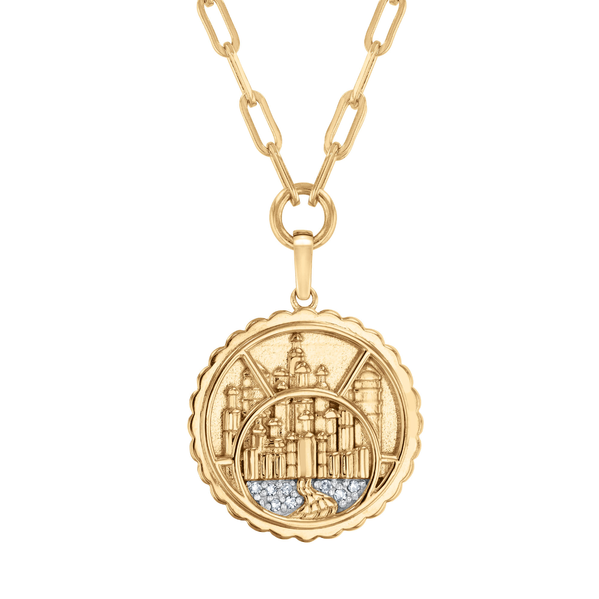REEDS Wicked 1/20ctw Diamond Gold Vermeil Emerald City Reversible Medallion Necklace