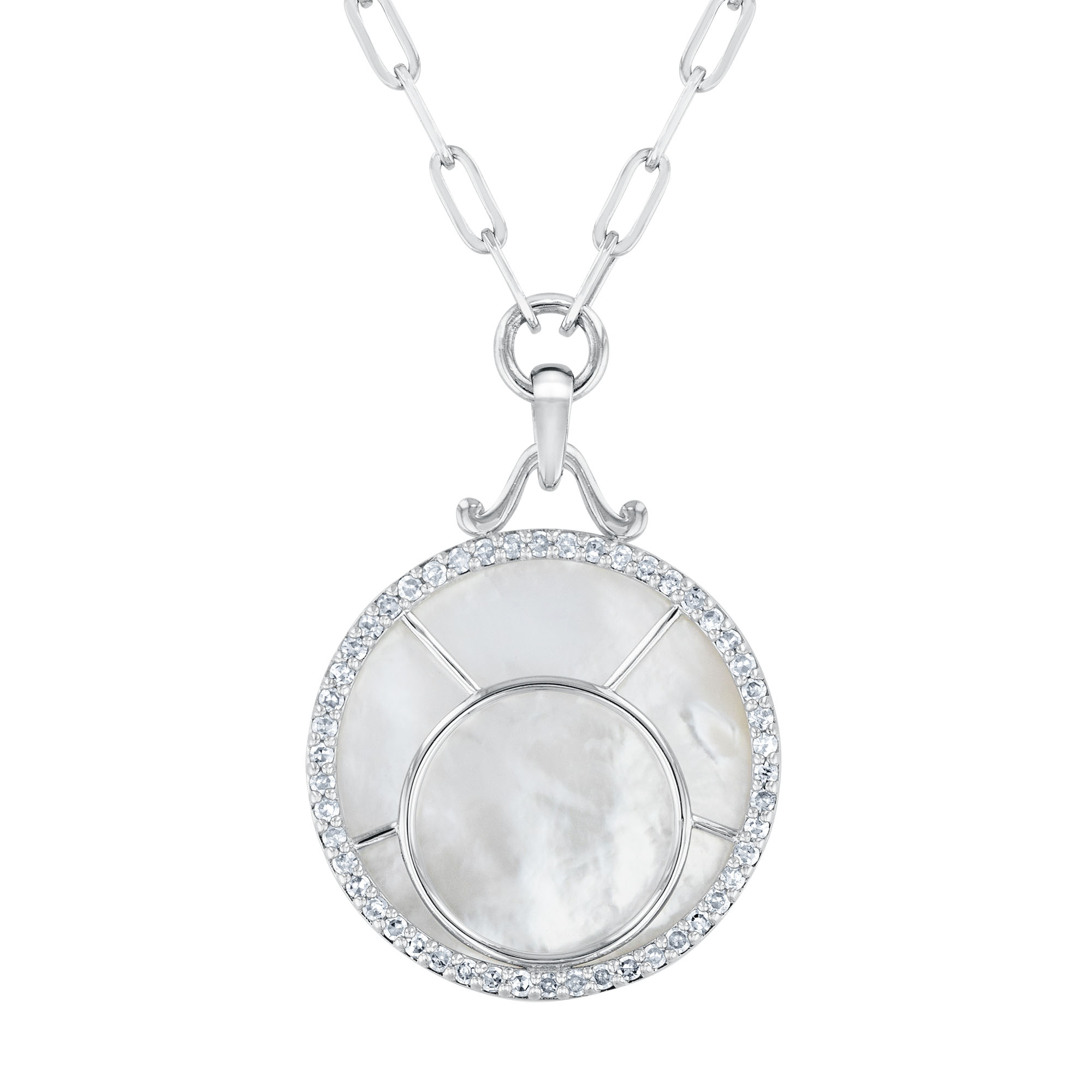 REEDS Wicked Elphaba Mother-Of-Pearl And 3/8ctw Diamond Sterling Silver Window Necklace