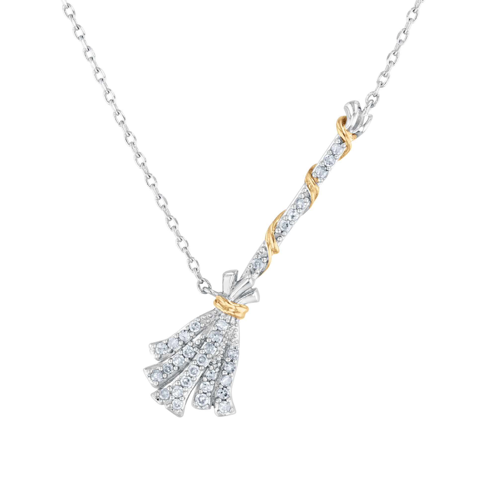 REEDS Wicked Elphaba 1/6ctw Diamond Two-Tone Broomstick Necklace