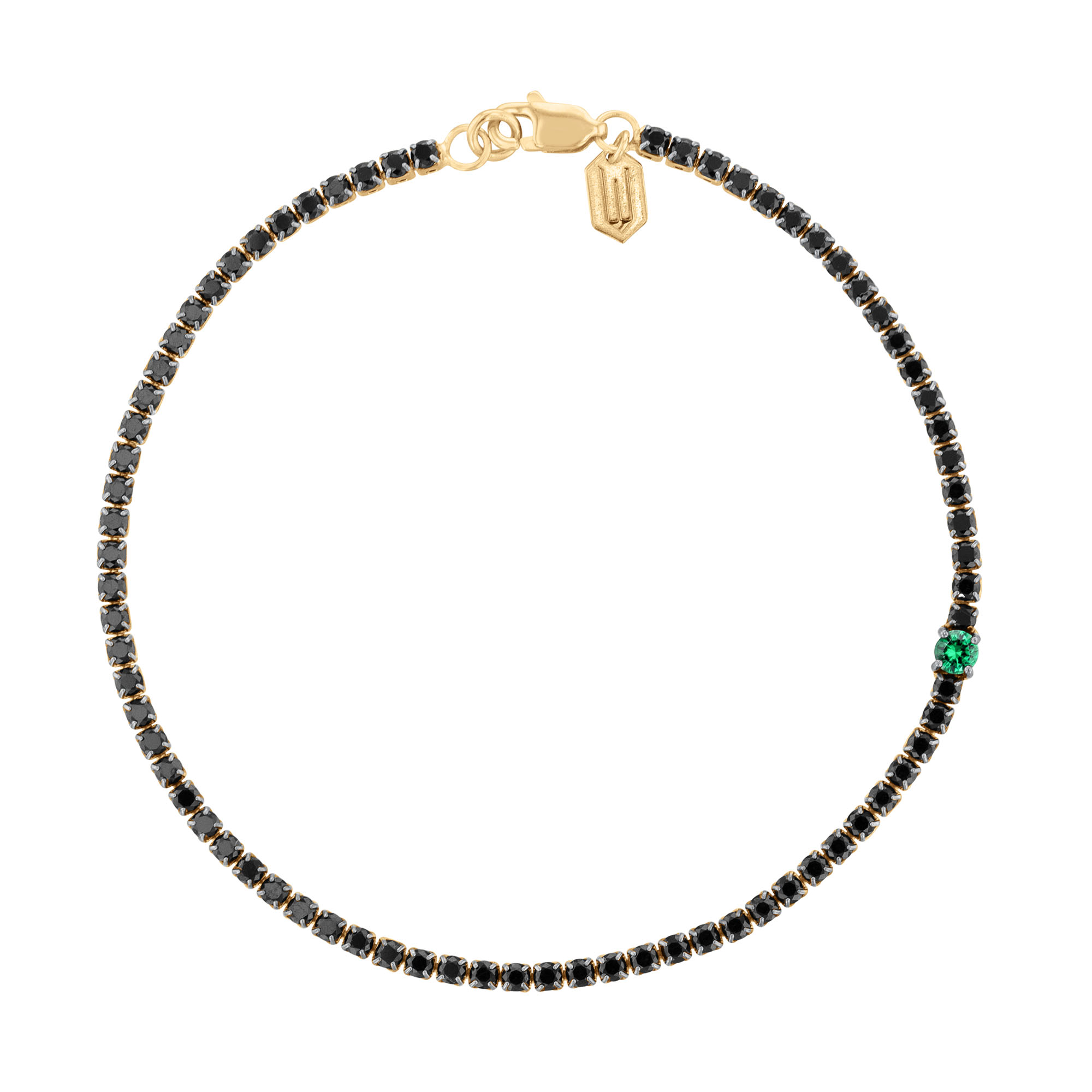 REEDS Wicked Elphaba Black Spinel And Created Emerald Gold Vermeil Tennis Bracelet