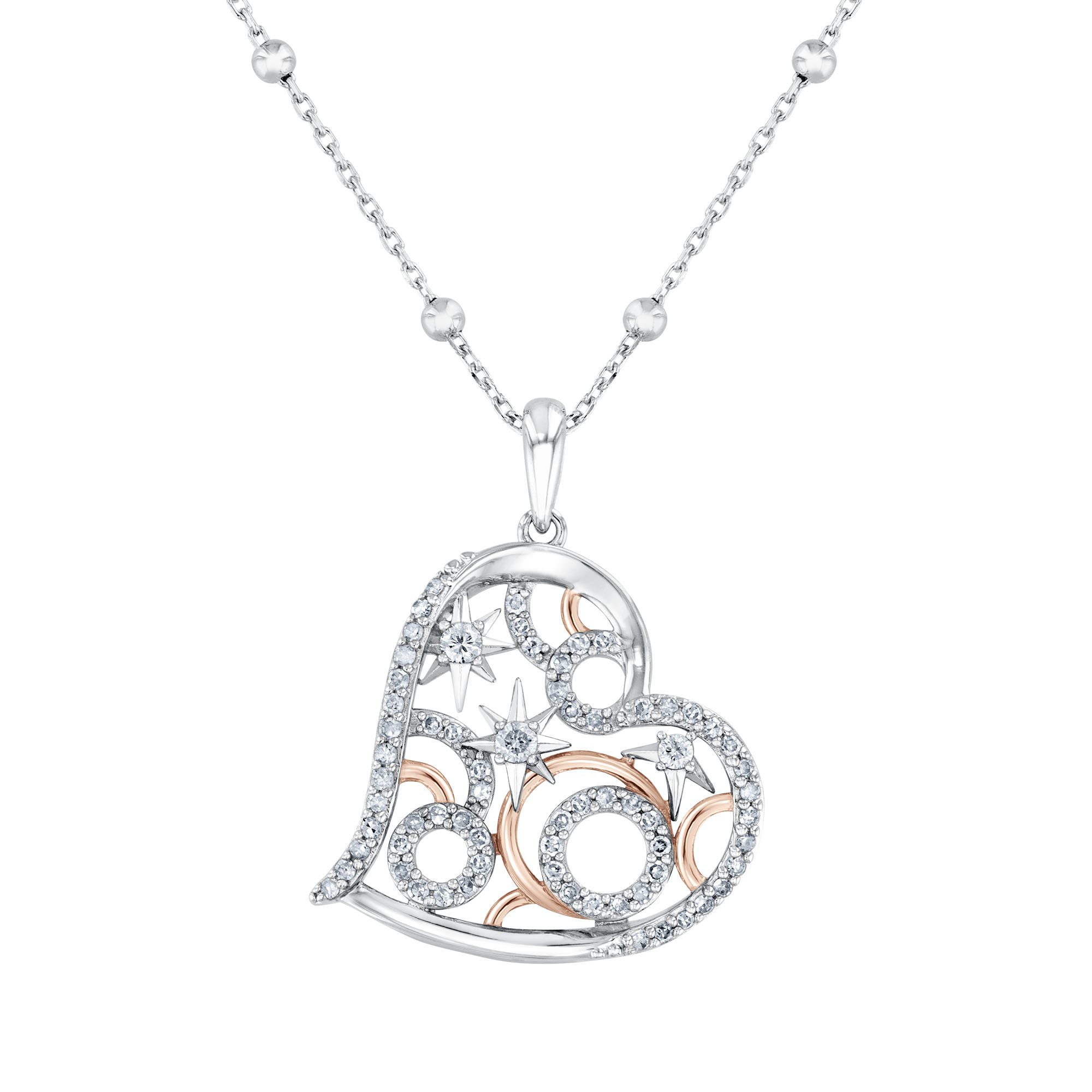 REEDS Wicked Glinda 3/8ctw Diamond Two-Tone Heart Pendant Necklace