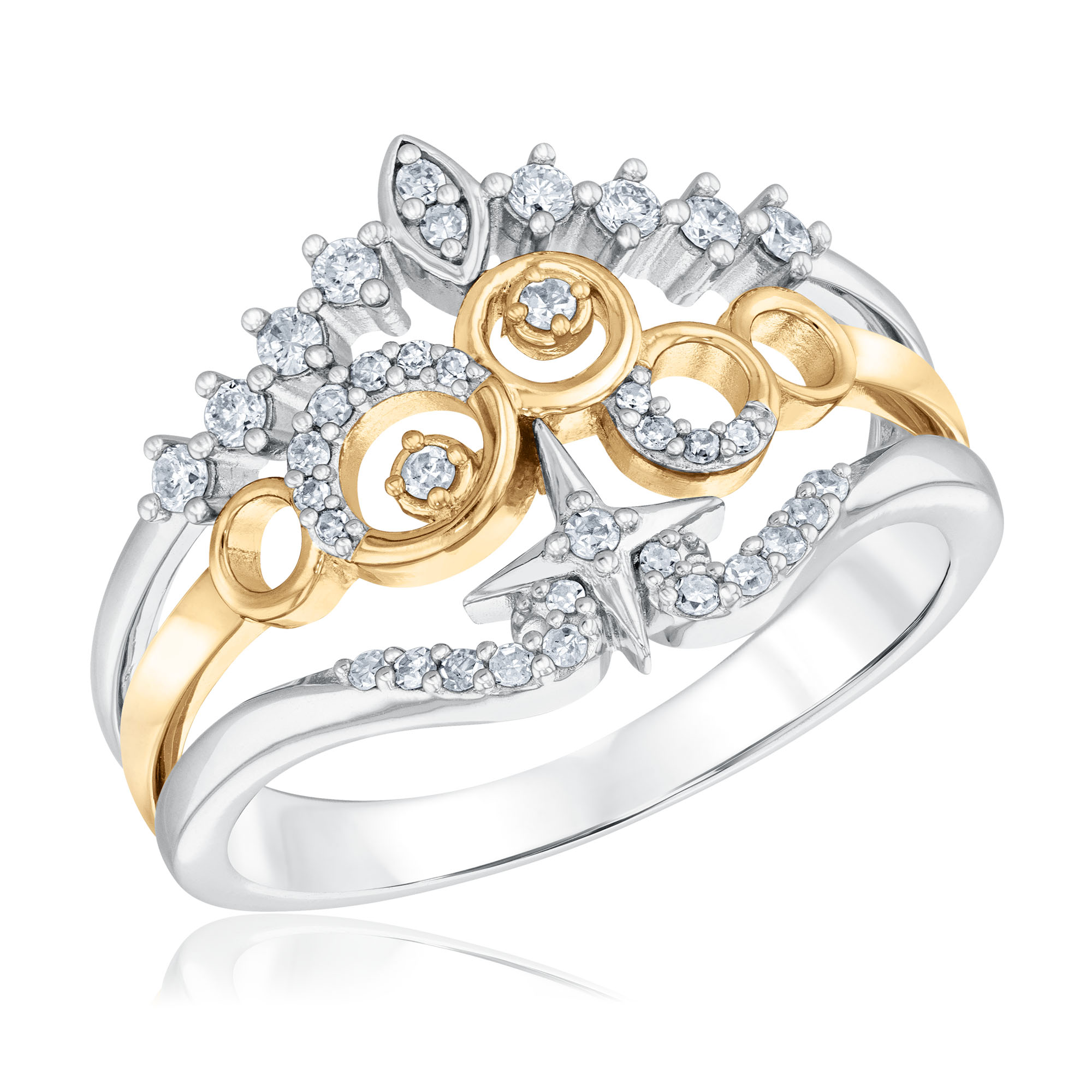 REEDS Women's Wicked Glinda 1/4Ctw Diamond Two-Tone Multi-Row Ring  Ring Size 9