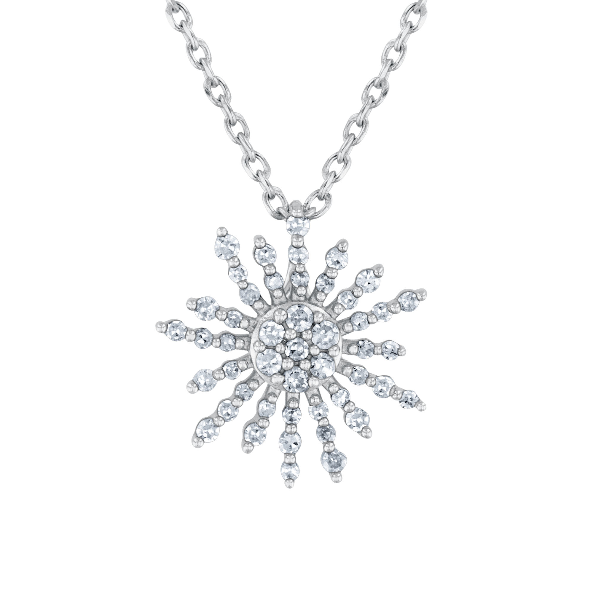 REEDS Wicked Glinda 1/5ctw Diamond Sterling Silver Starburst Pendant Necklace