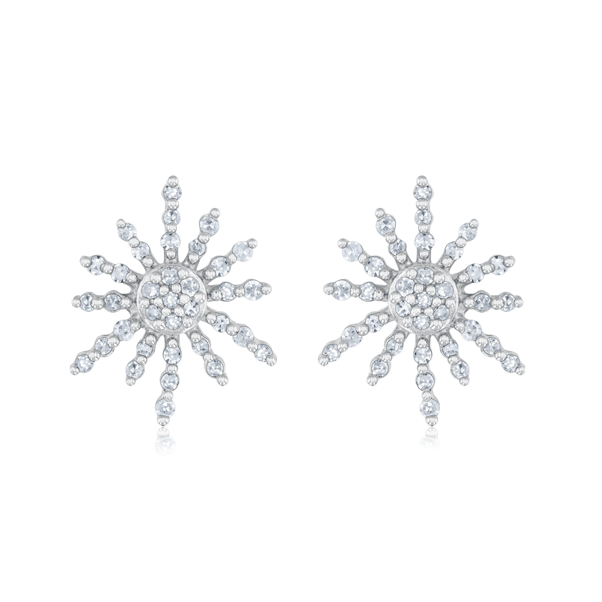 REEDS Wicked Glinda 1/5ctw Diamond Sterling Silver Starburst Stud Earrings
