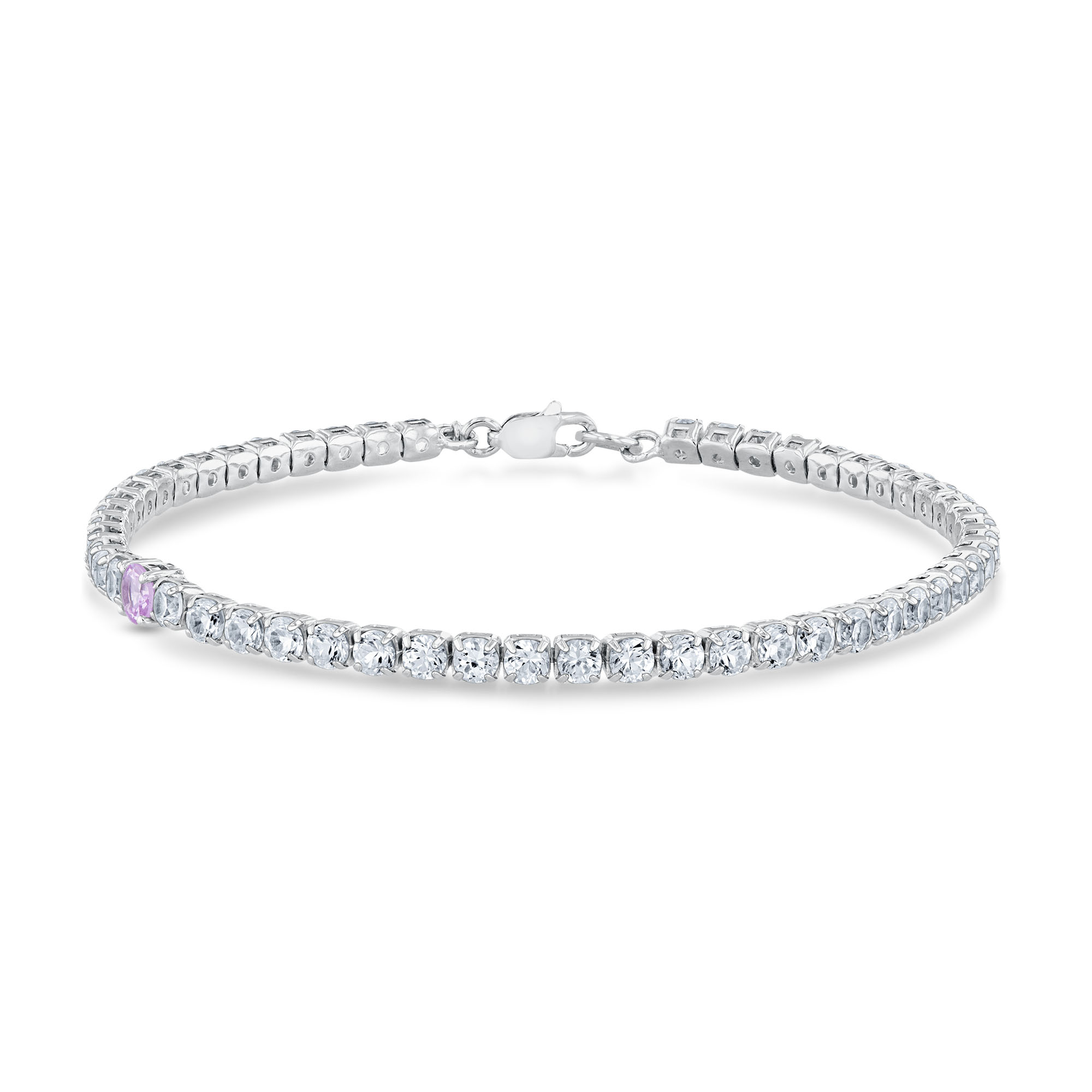 REEDS Wicked Glinda Created White Sapphire And Created Pink Sapphire Tennis Bracelet