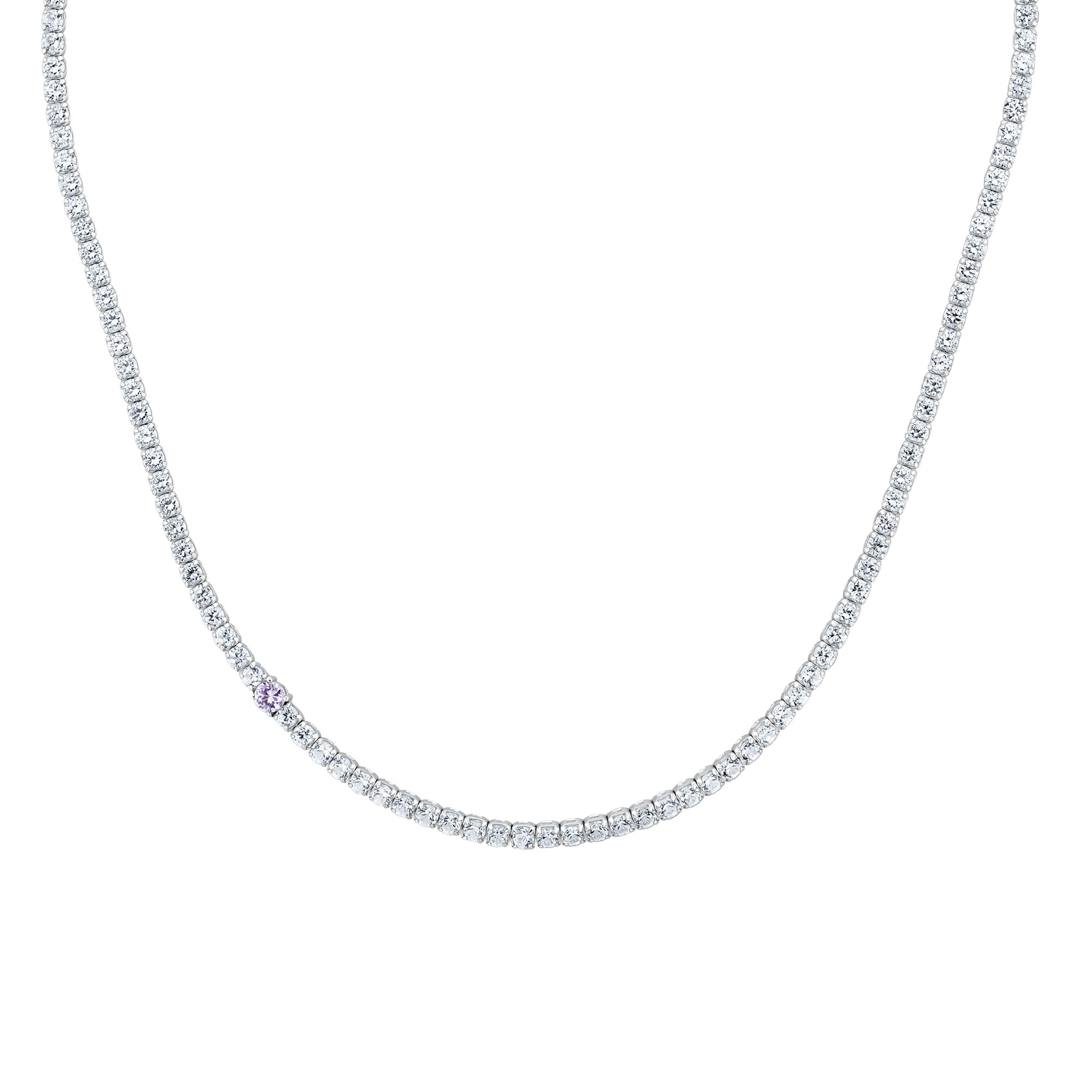 REEDS Wicked Glinda Created White Sapphire And Created Pink Sapphire Tennis Necklace
