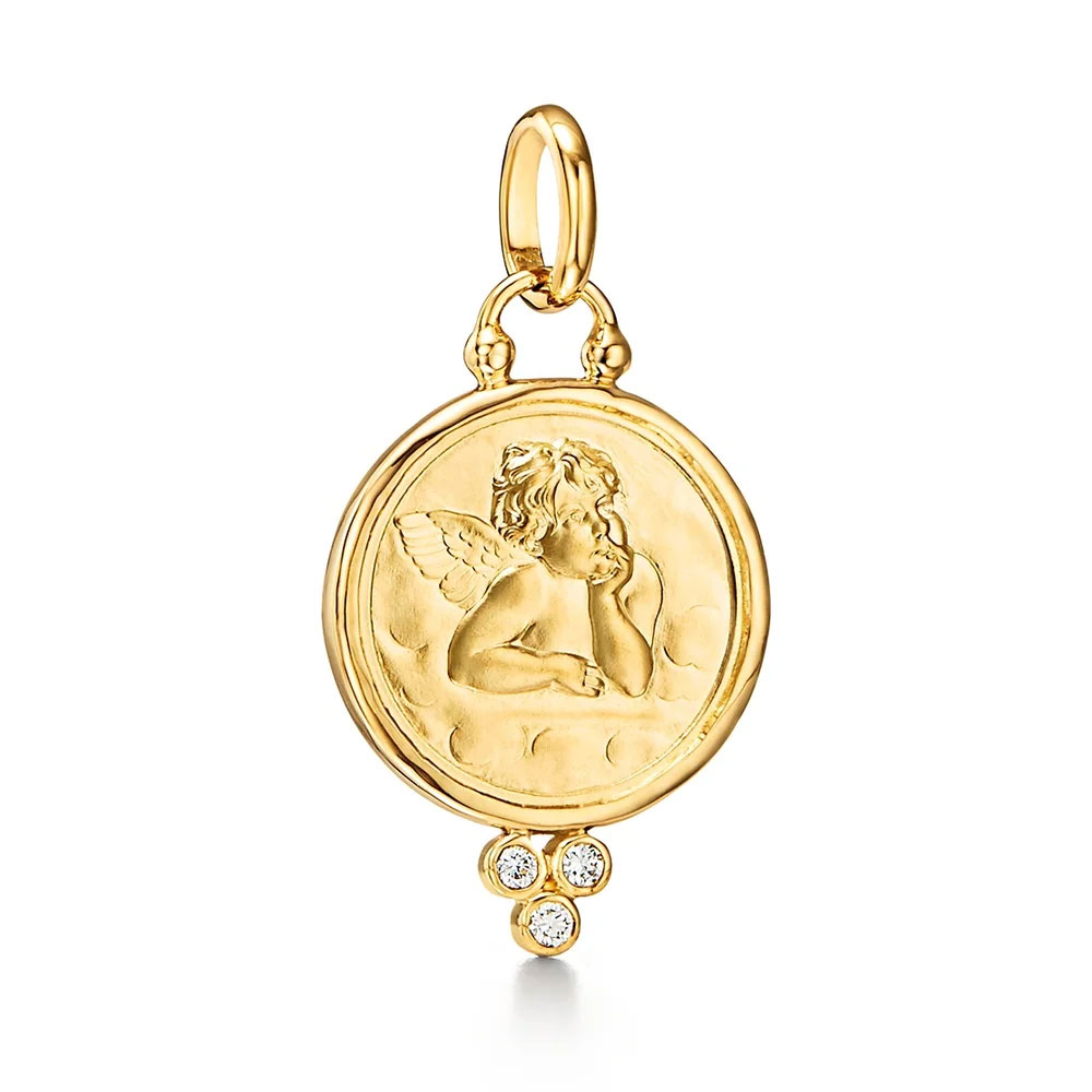 Temple St. Clair  18k Yellow Gold Large Diamond Angel Pendant