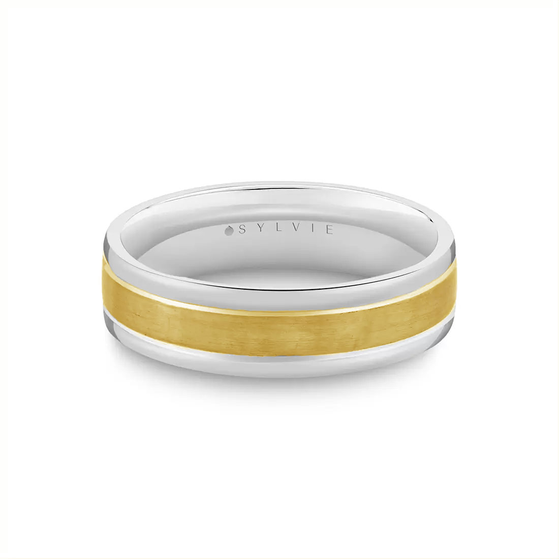 Sylvie Men's  14k Two-Tone 6mm Heritage Brushed Band - Luis  Ring Size 10