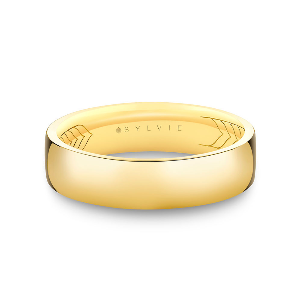 Sylvie Men's  14k Yellow Gold 5.5mm Shell Apex Polished Band - Tate  Ring Size 10