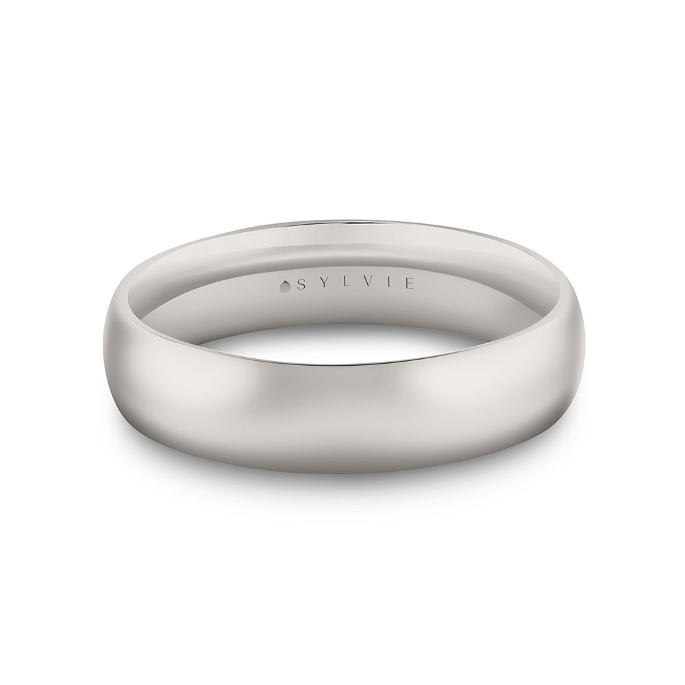 Sylvie Men's  14k White Gold 5.5mm Heritage Polished Band - Odin  Ring Size 10