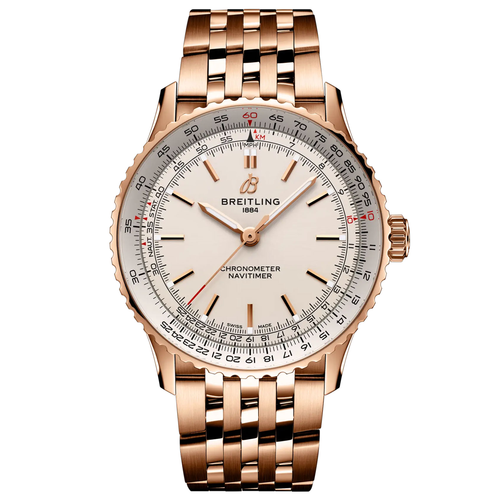 Breitling  Navitimer Automatic Ivory Dial Rose Gold Watch 41mm  R17329F41G1R1