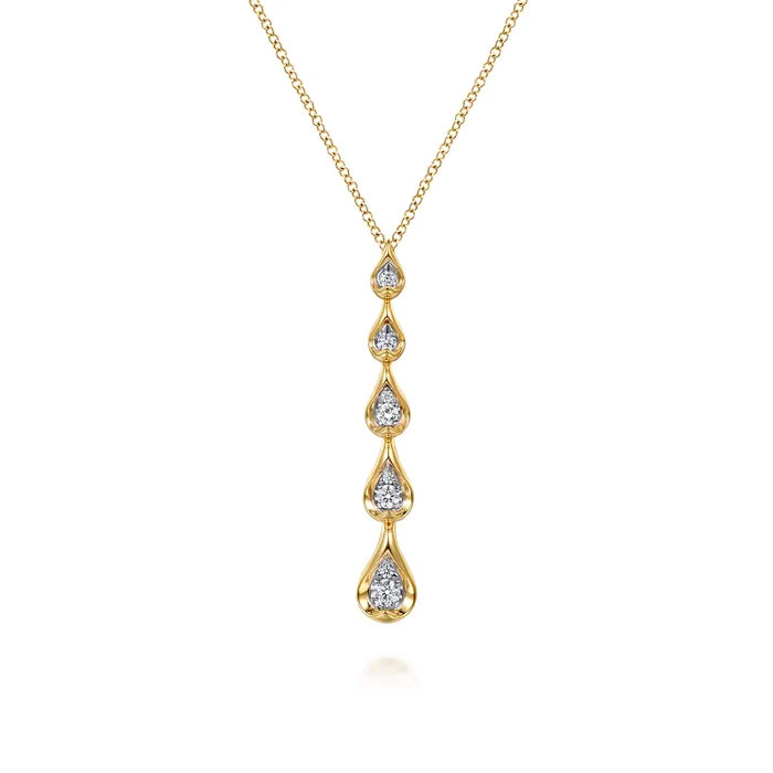 Gabriel Co 13ctw Diamond 14k Yellow and White Gold Teardrop Pendant Necklace 2000$