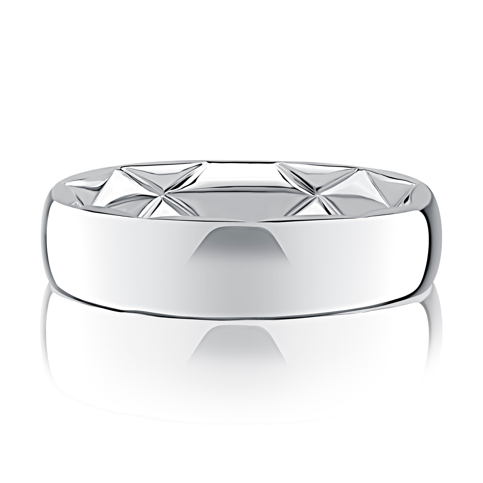 A.Jaffe Men's  Quilts(R) 6mm 14k White Gold Wedding Band - Size 11