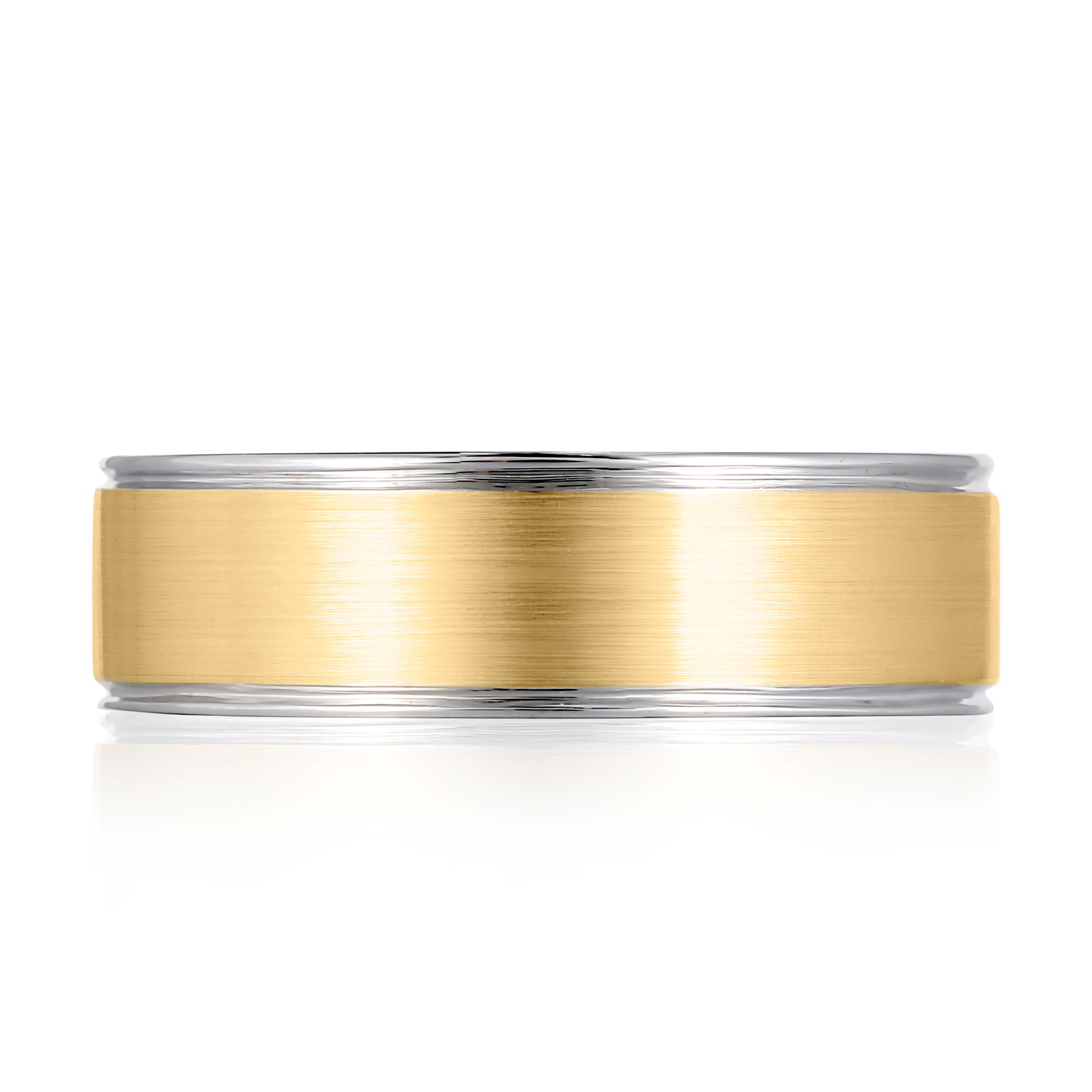 A.Jaffe Men's  Expandable(tm) 7.5mm Two-Tone Men's Wedding Band with Brushed Center - Size 8