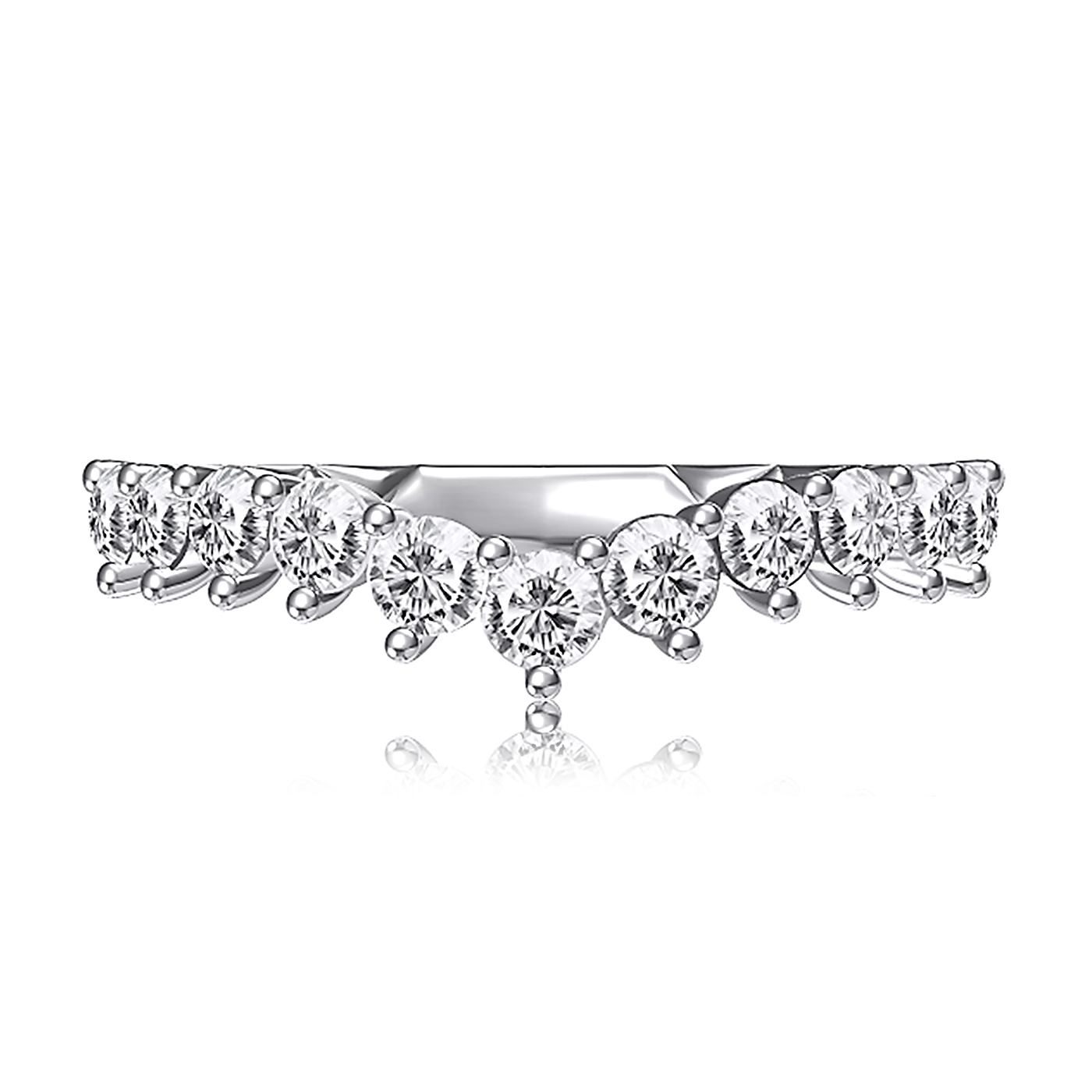 A.Jaffe Women's  Quilts(R) 3/4ctw 14k White Gold Contoured Wedding Band - Size 7