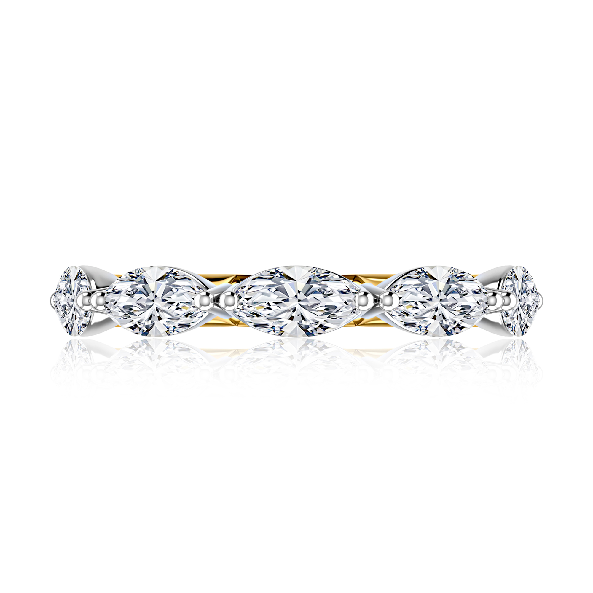 A.Jaffe Women's  Classics 1 1/4ctw Marquise Diamond 14k Two-Tone Wedding Band - Size 6