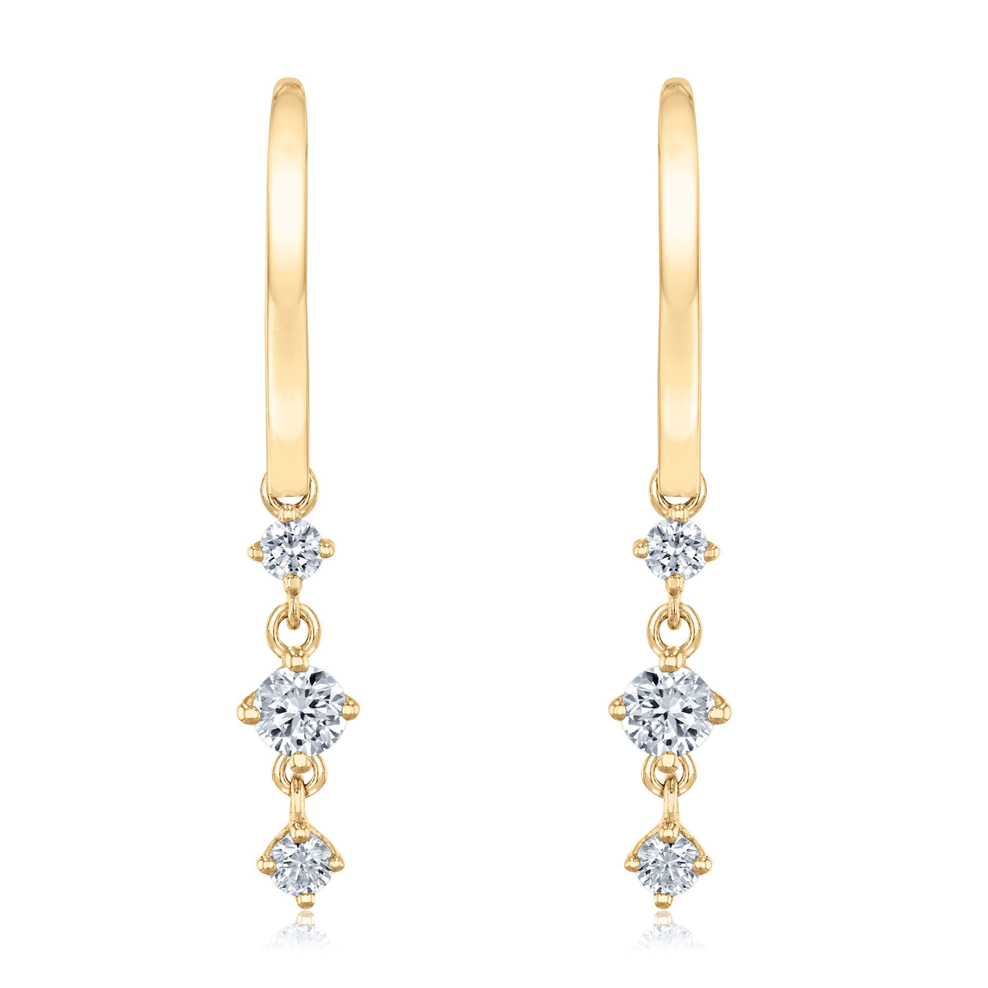 REEDS 1/3ctw Round Diamond 14K Yellow Gold Three-Stone Drop Earrings - Classic Collection
