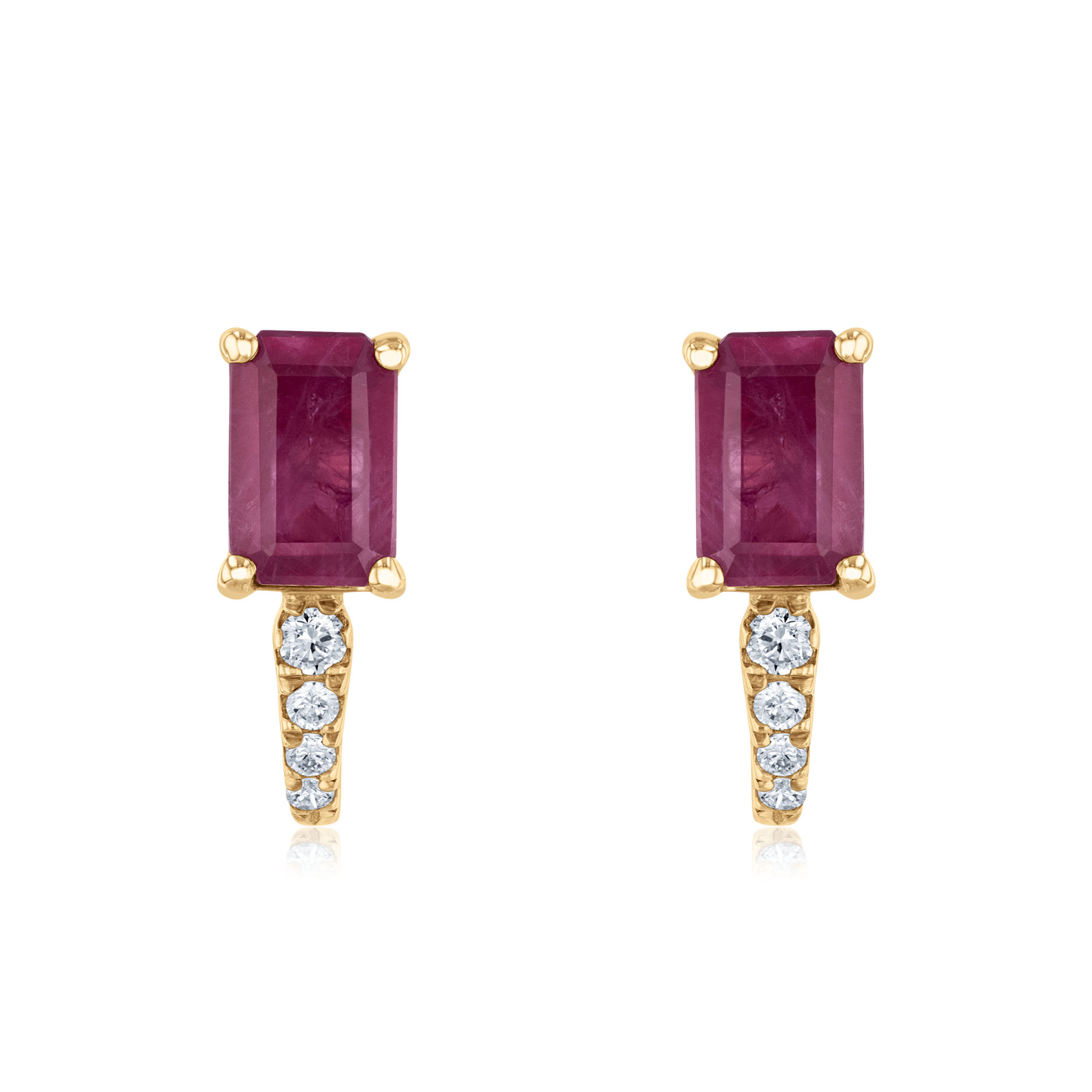 REEDS Ruby And 1/15ctw Diamond 14K Yellow Gold Earrings - Watercolor Collection