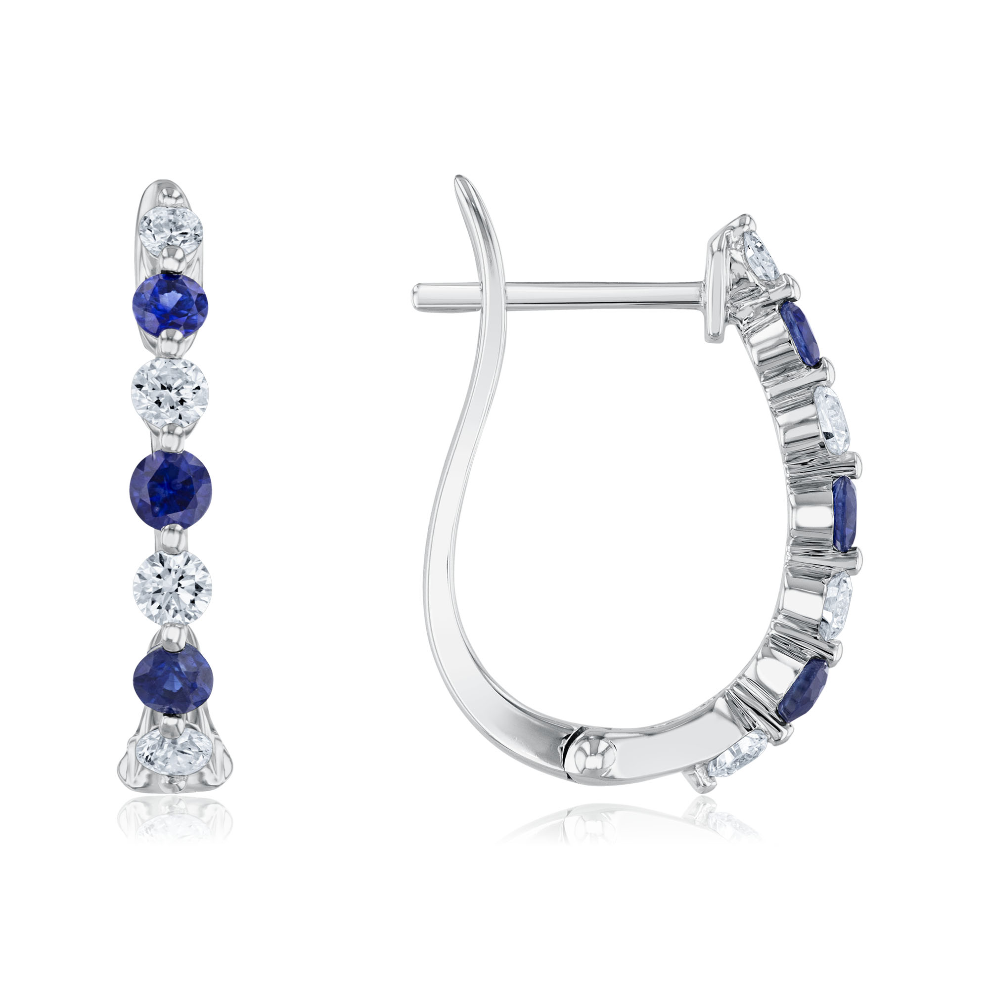 REEDS Blue Sapphire And 38ctw Diamond 14K White Gold Earrings - Watercolor Collection 2400$