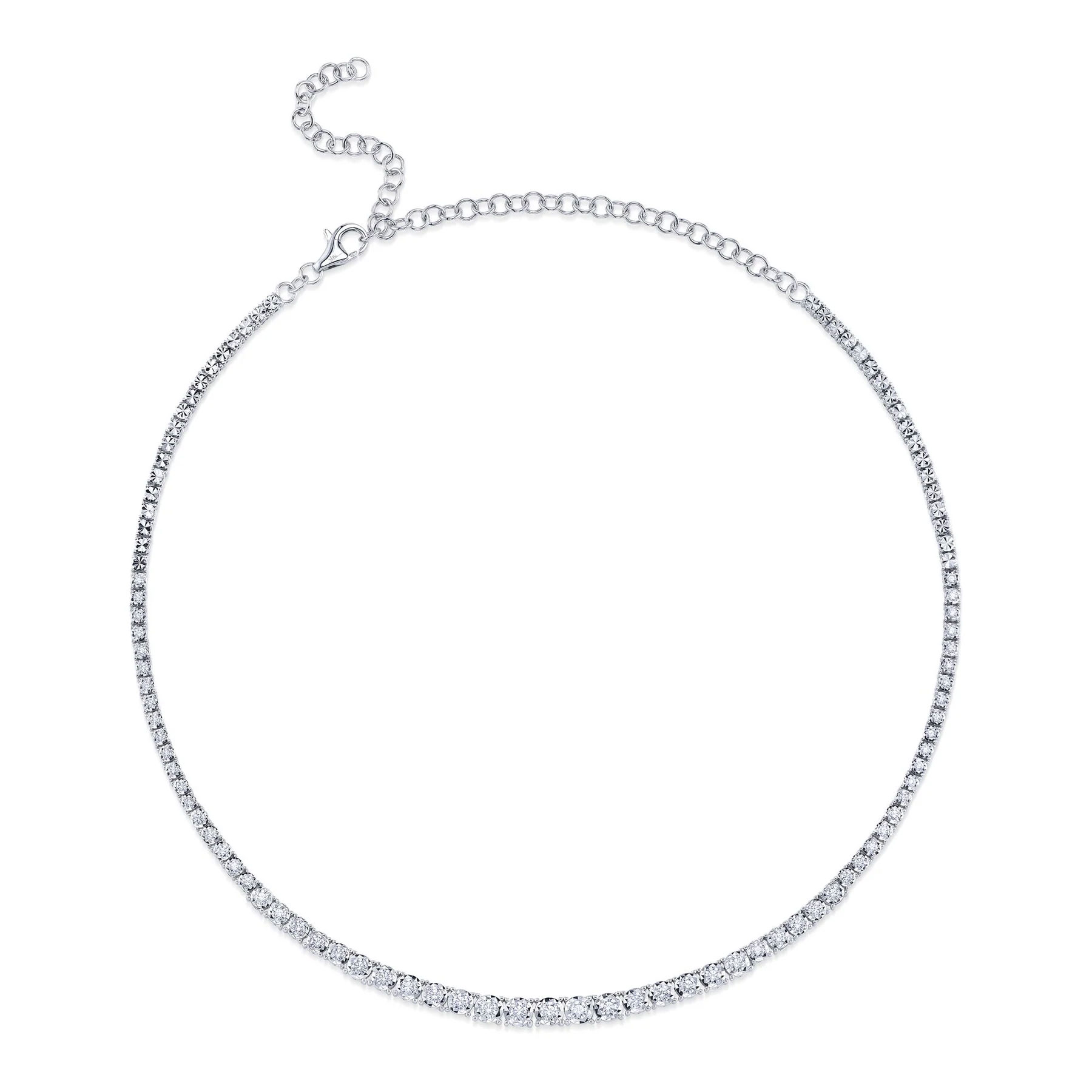 Shy Creation 2 12ctw Diamond 14k White Gold Tennis Necklace 9800$