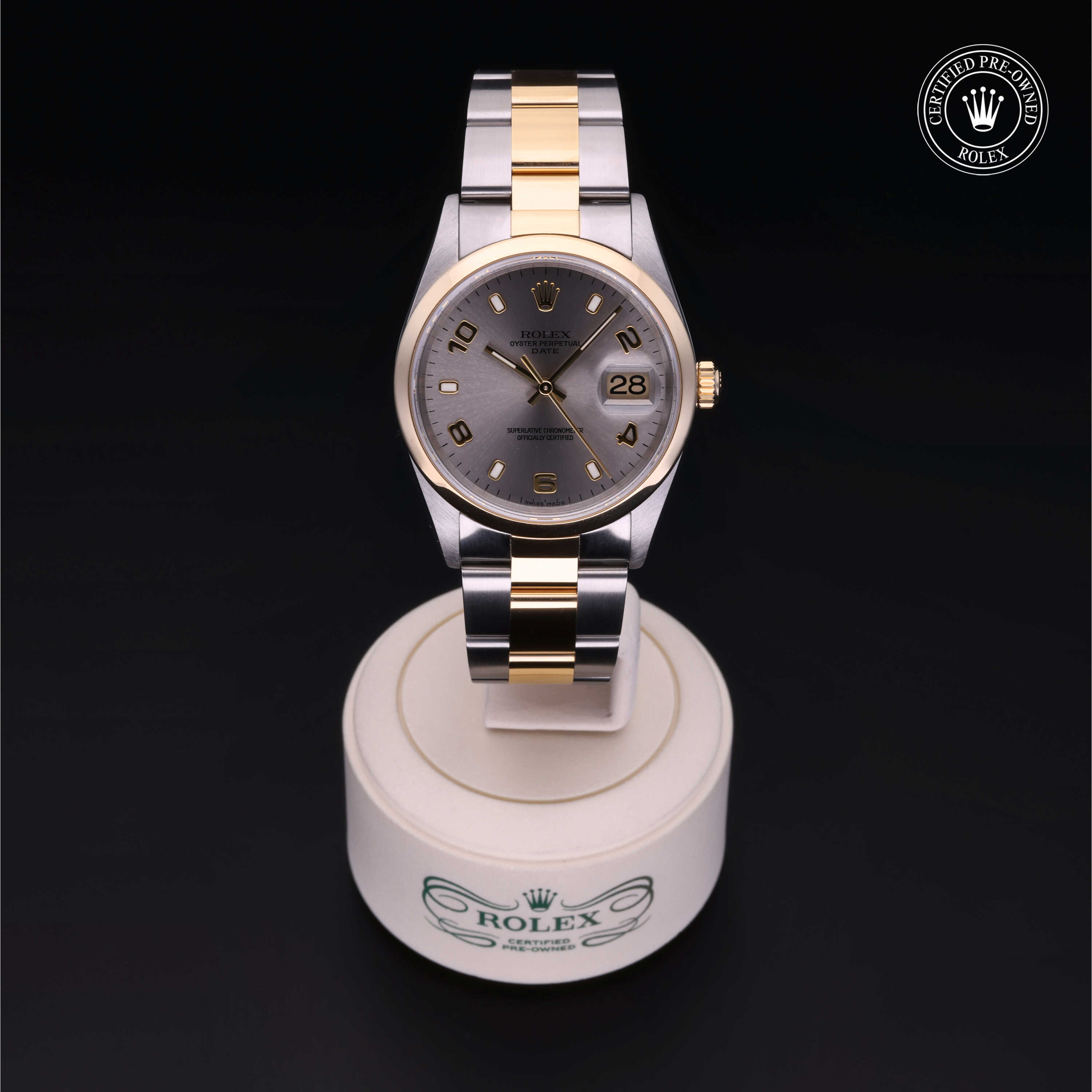 Rolex Certified Pre-Owned Oyster Perpetual Date 34 Yellow Rolesor Bracelet  Watch - Image 2