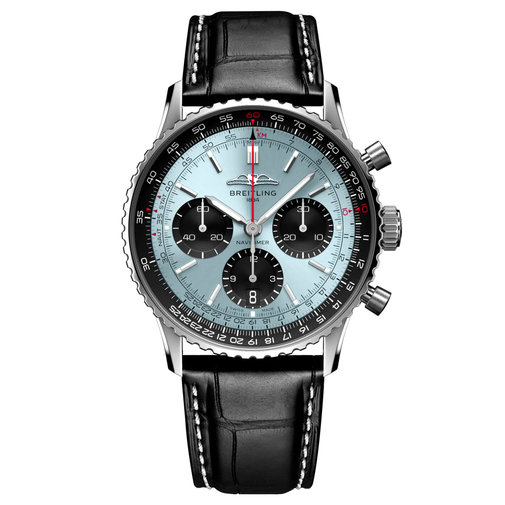 Breitling  Navitimer B01 Chronograph 41 Blue Dial Black Leather Strap Watch 41mm  AB0139241C2P1