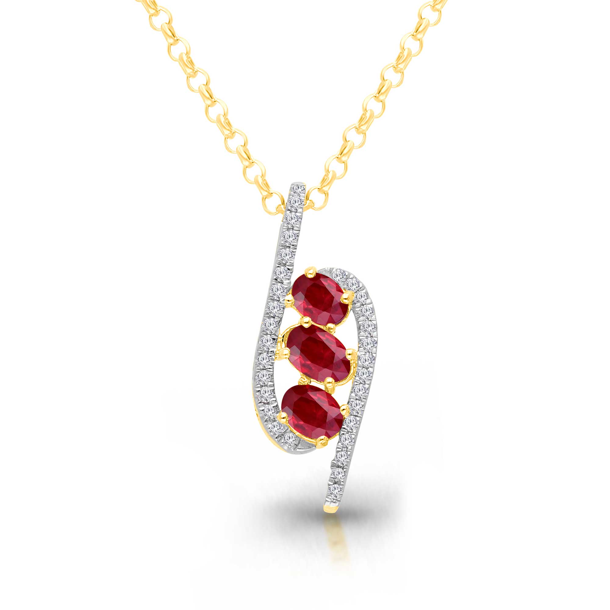 Kallati Ruby and 34ctw Diamond 14k Yellow Gold Pendant Necklace 1300$