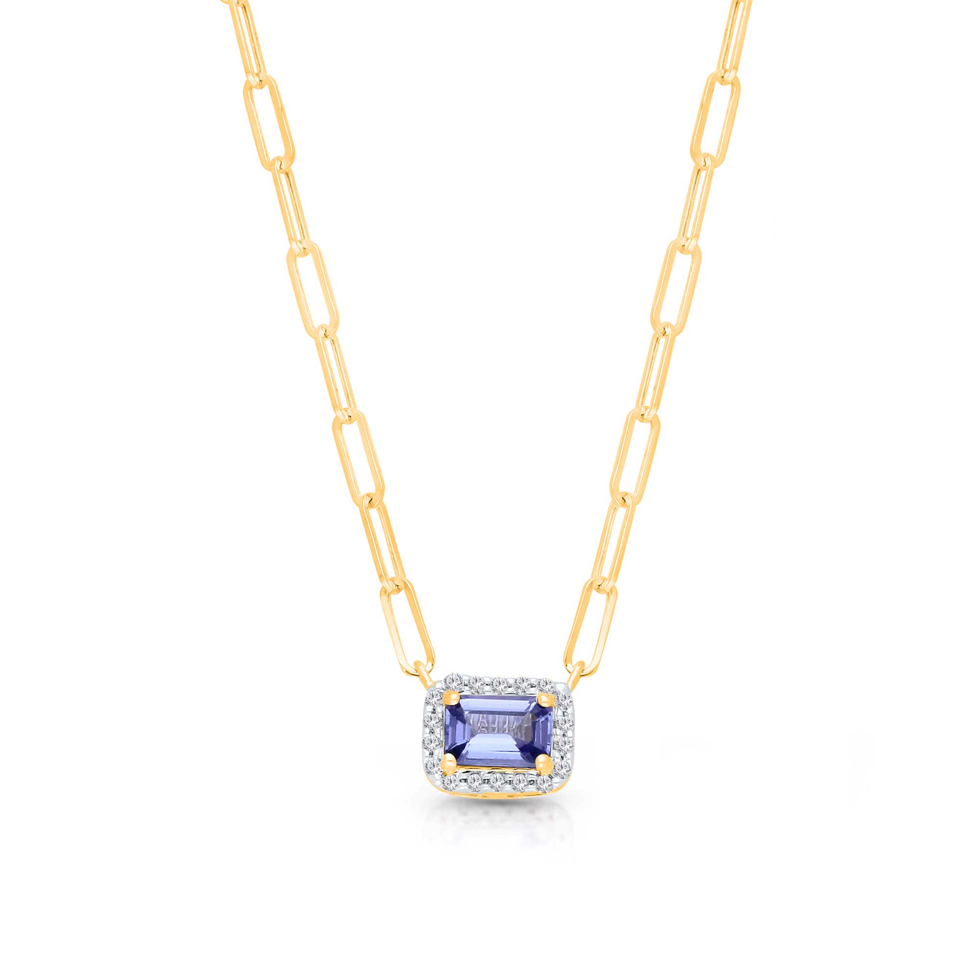 Kallati Tanzanite and Diamond Accent 14k Yellow Gold Paperclip Chain Necklace 1500$