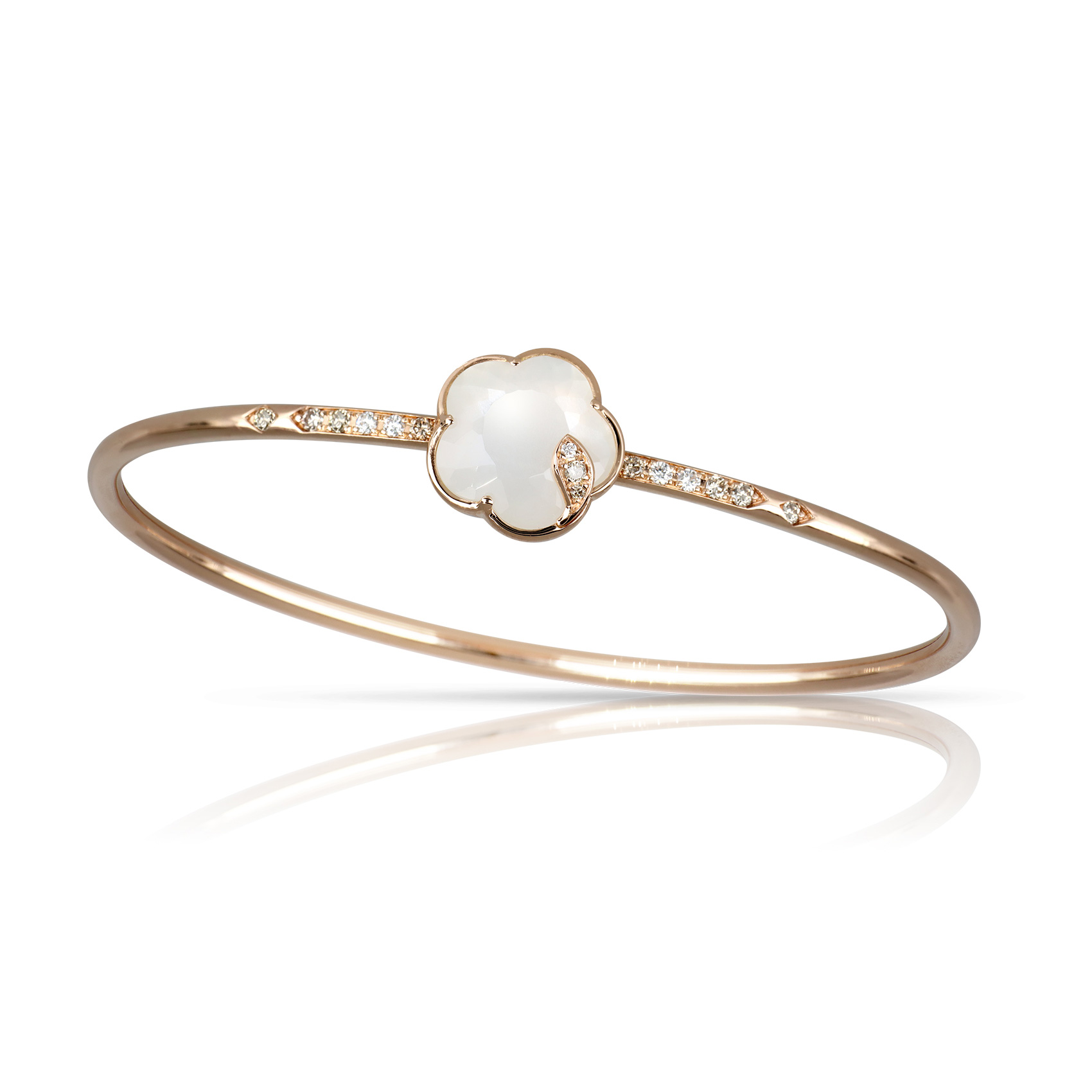 Pasquale Bruni Petit Joli Lunaire Bracelet in 18k Rose Gold with Pearl of the Moon White and Champagne Diamonds 6400$